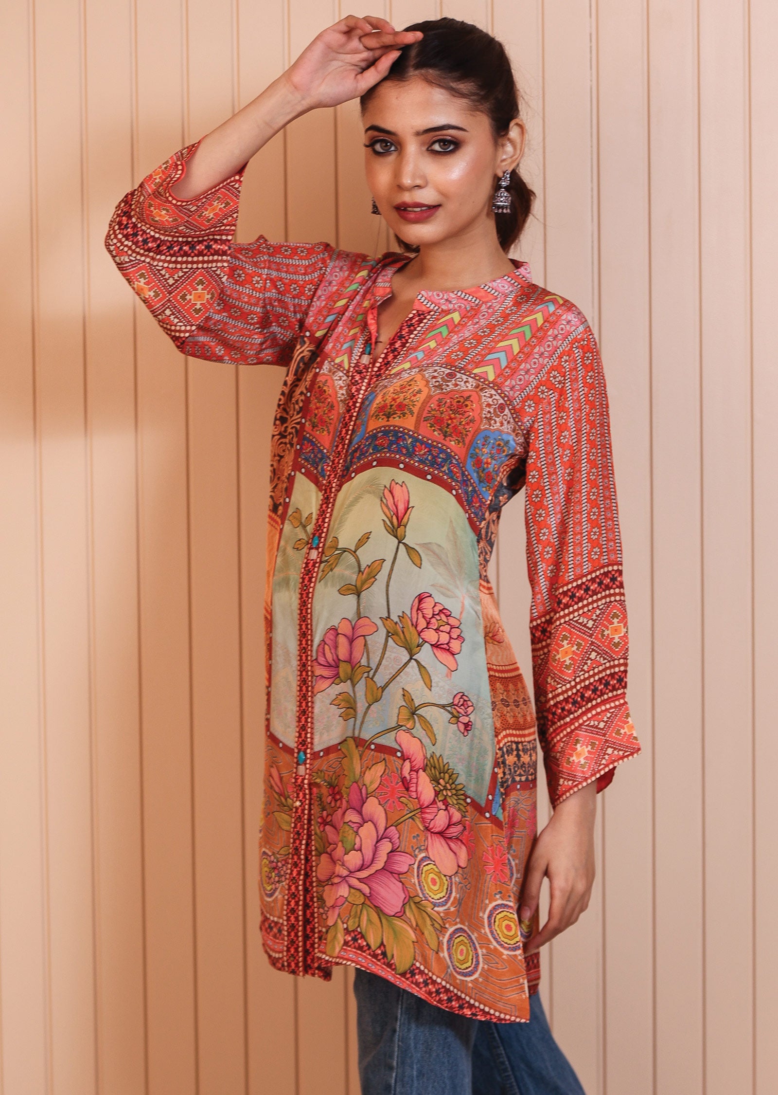 Multi Color Crepe Short Kurti