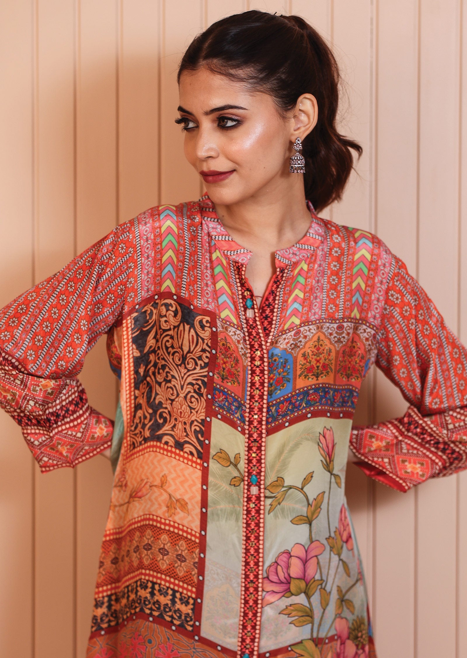 Multi Color Crepe Short Kurti