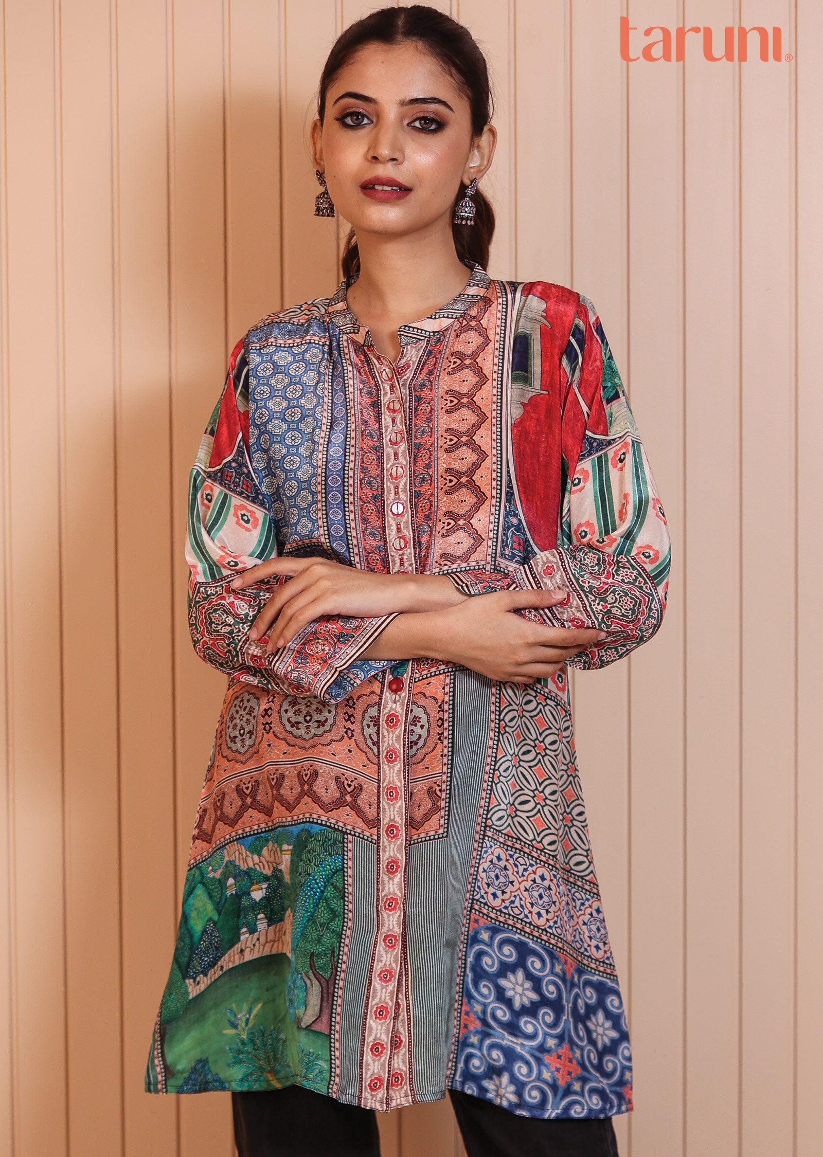 Multi Color Crepe Short Kurti