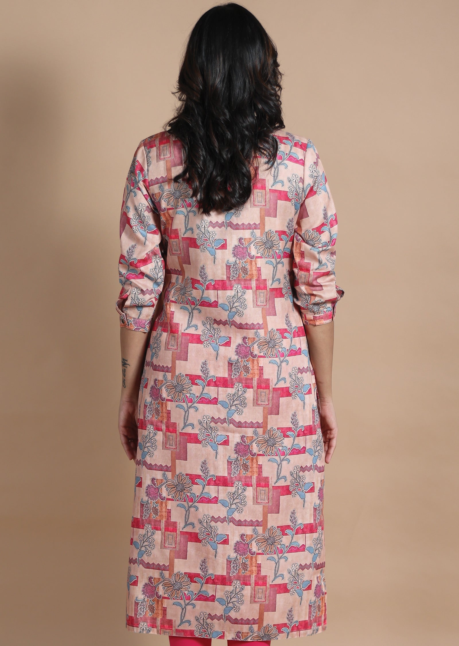 Dusty Peach Cotton Kurti Straight Cut