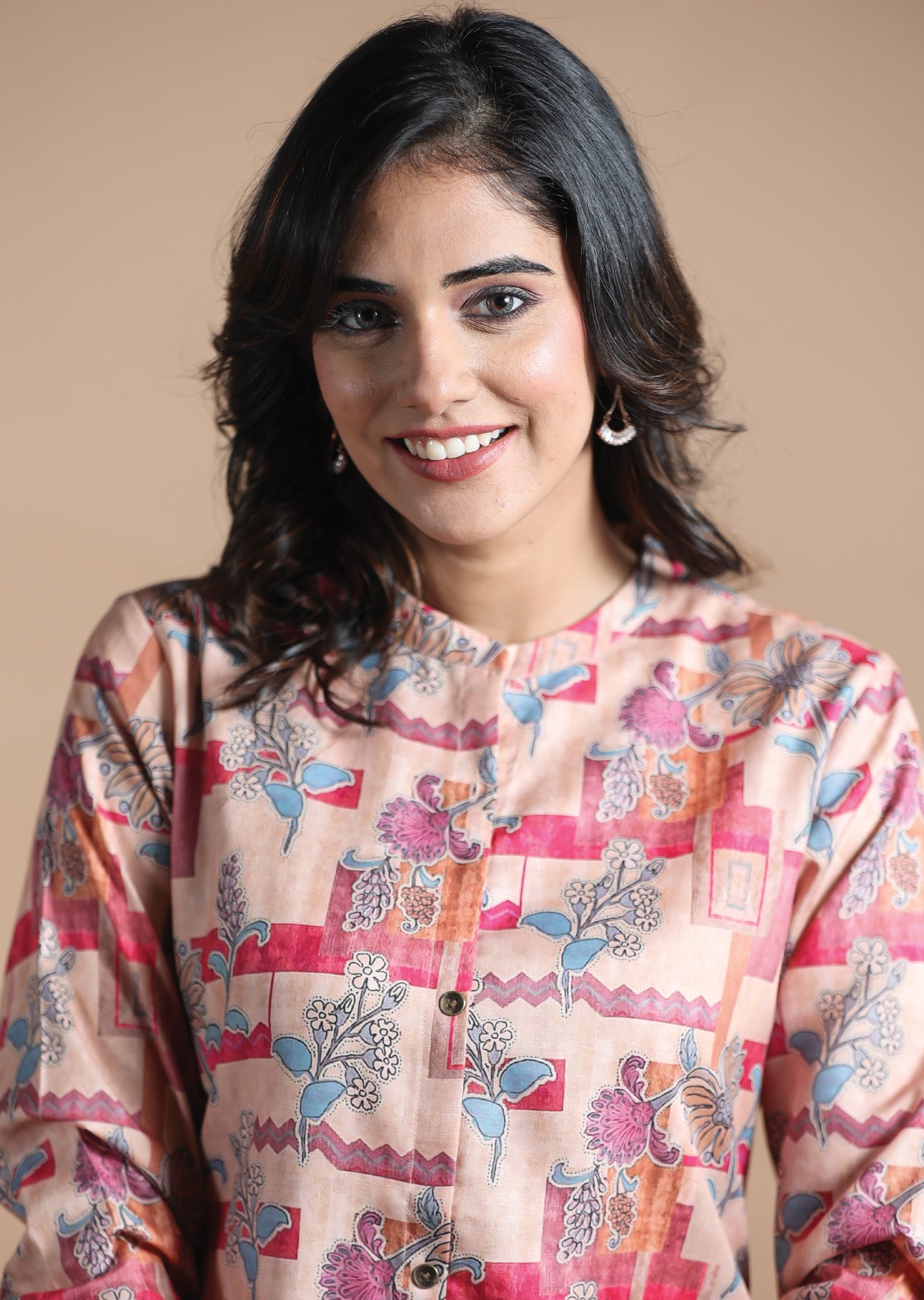 Dusty Peach Cotton Kurti Straight Cut