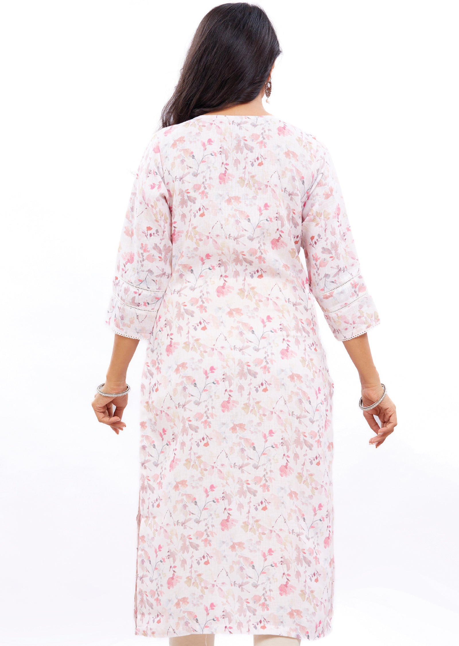 Peach Linen Kurti Straight Cut