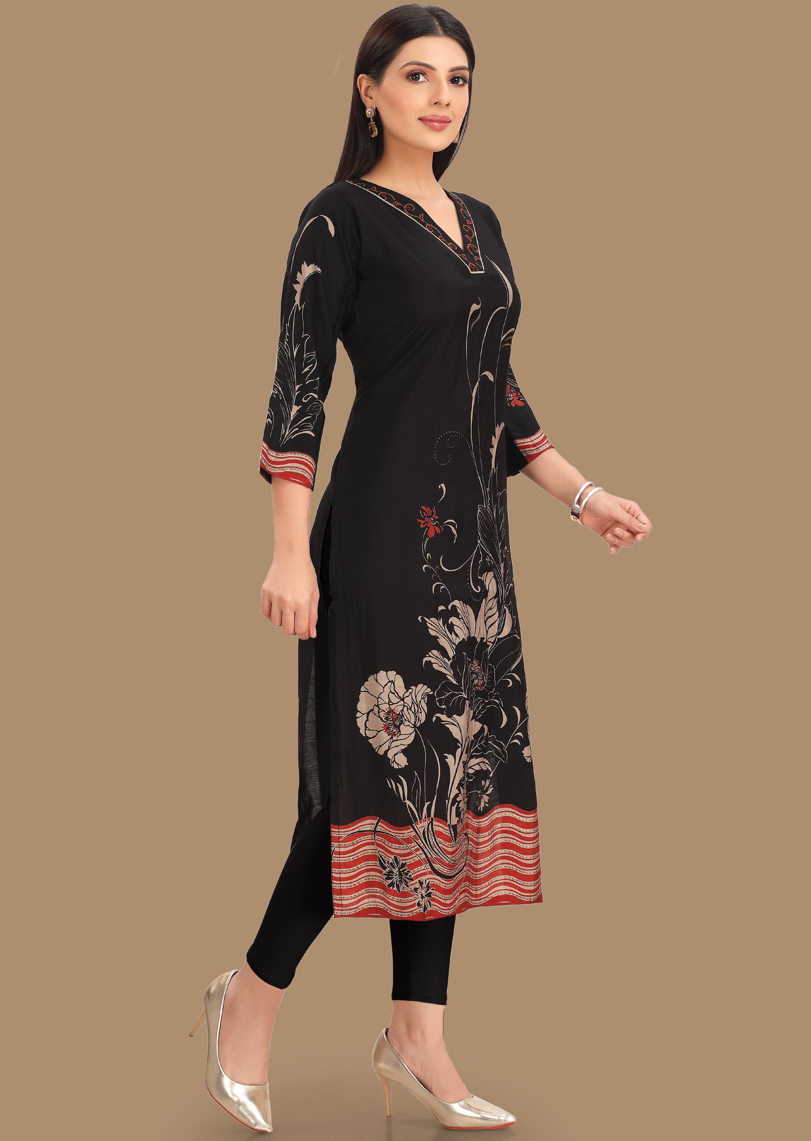 Black Muslin Kurti Staright Cut