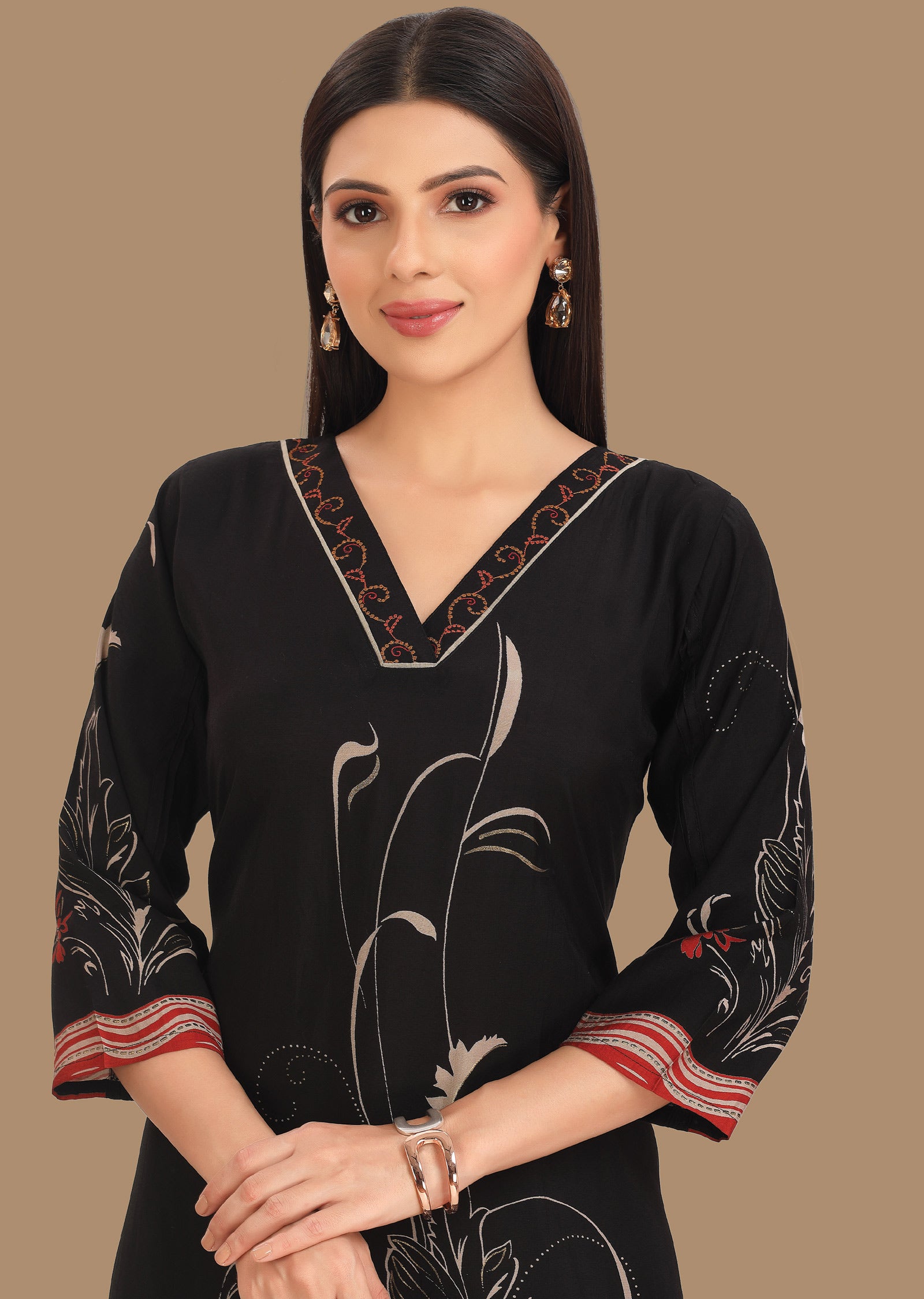 Black Muslin Kurti Staright Cut