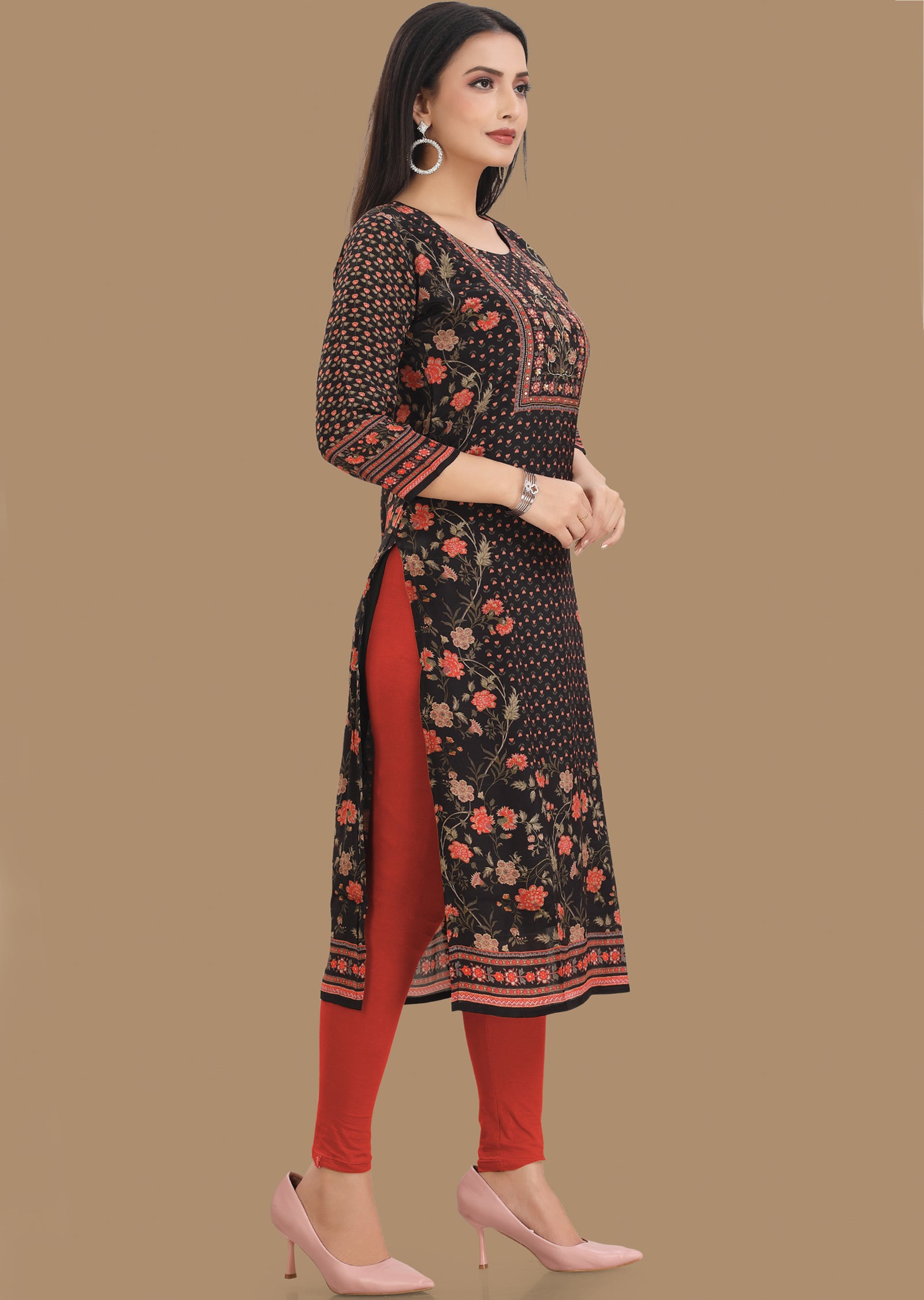 Black Crepe Kurti Straight Cut