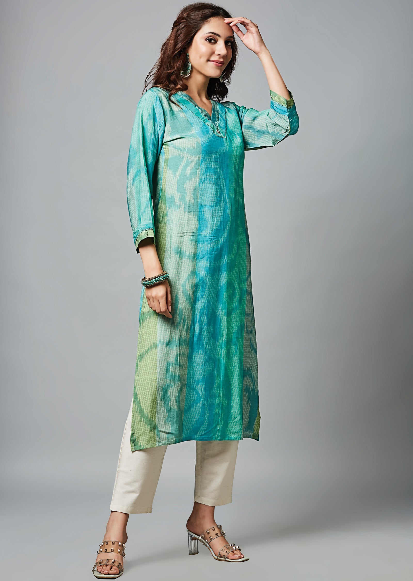 Multi Color Linen Silk Straight Cut