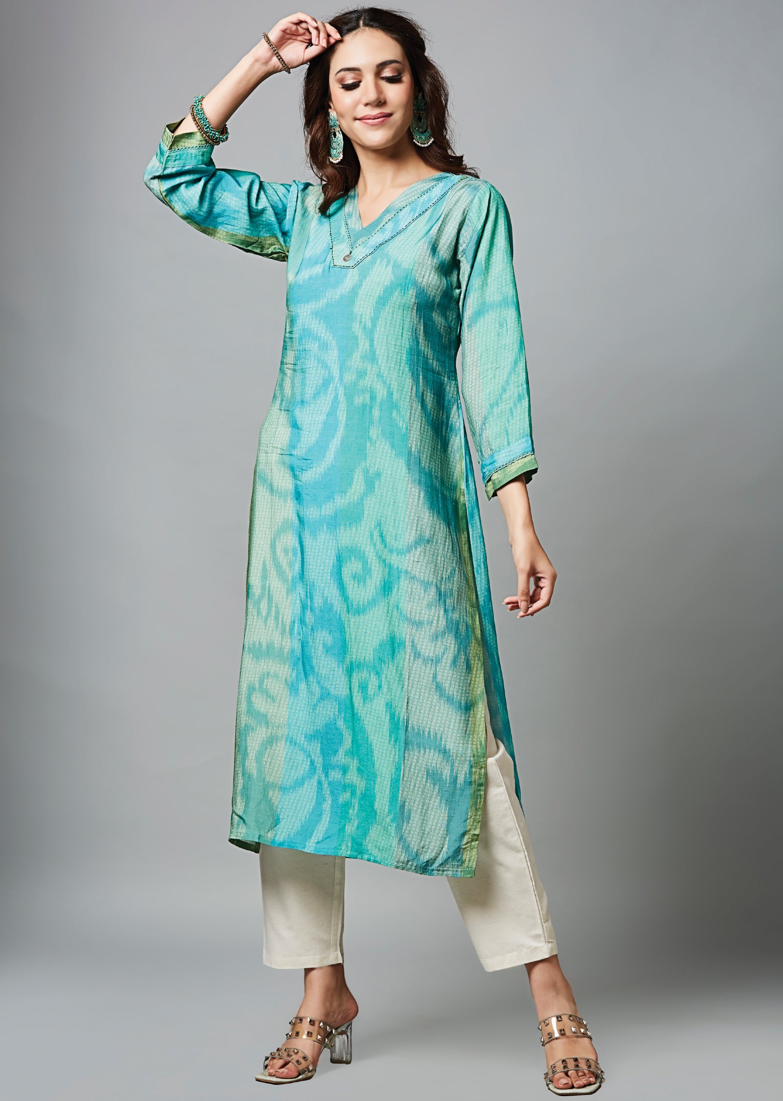 Multi Color Linen Silk Straight Cut