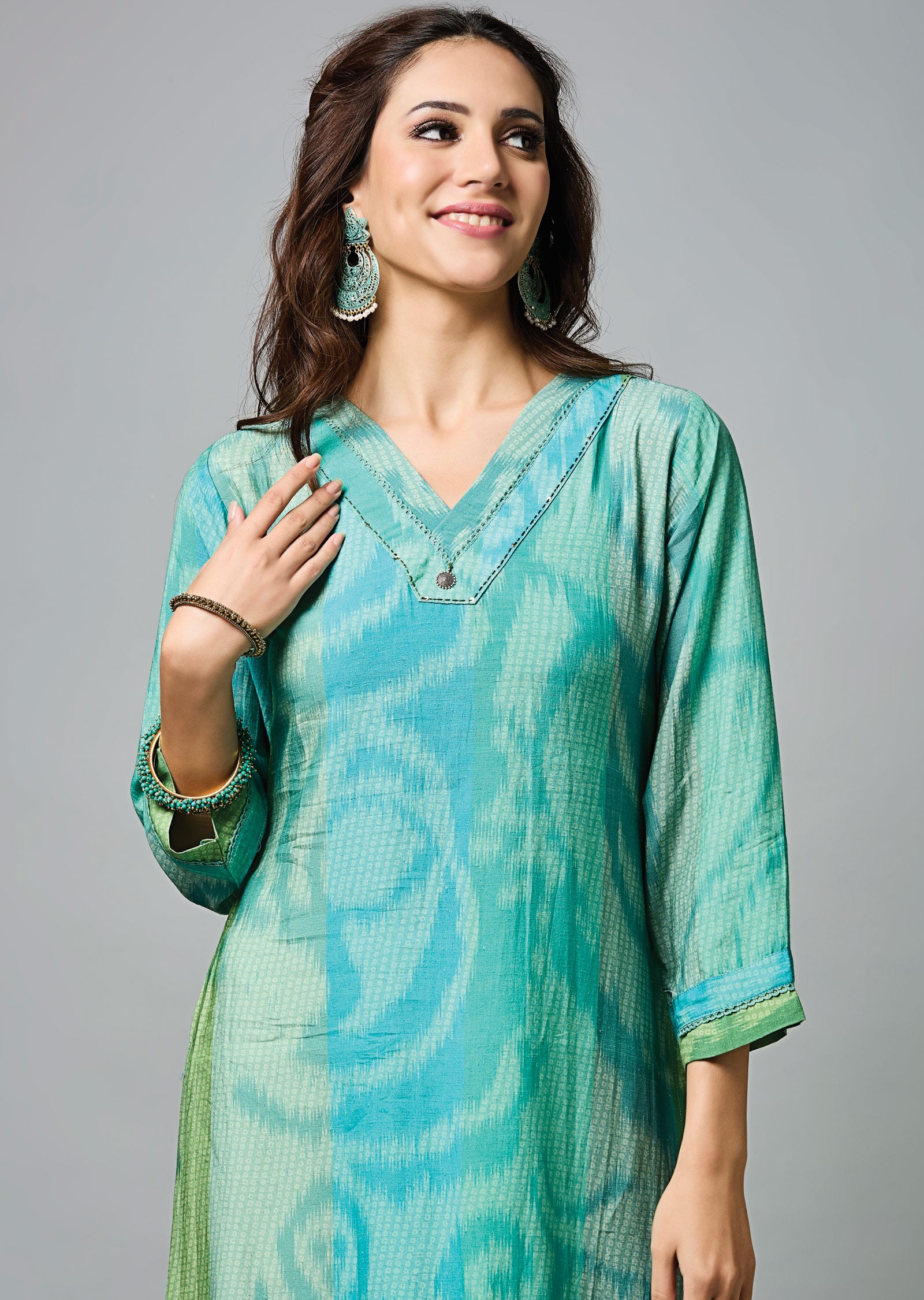 Multi Color Linen Silk Straight Cut