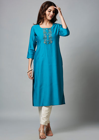 Rama Blue Soft Silk Straight Cut