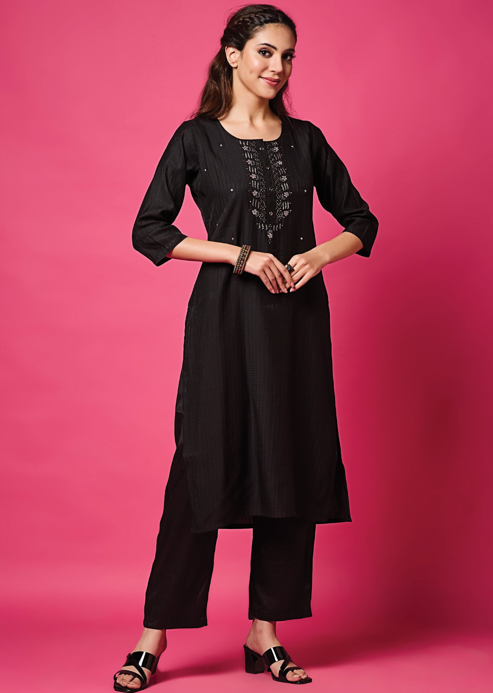 Black Soft Silk Straight Cut