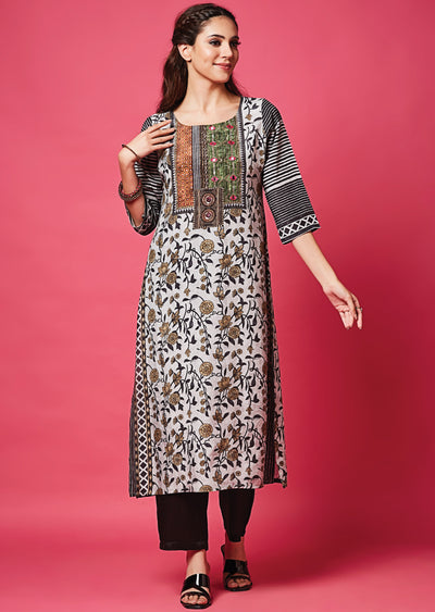 Light Grey Muslin Straight Cut