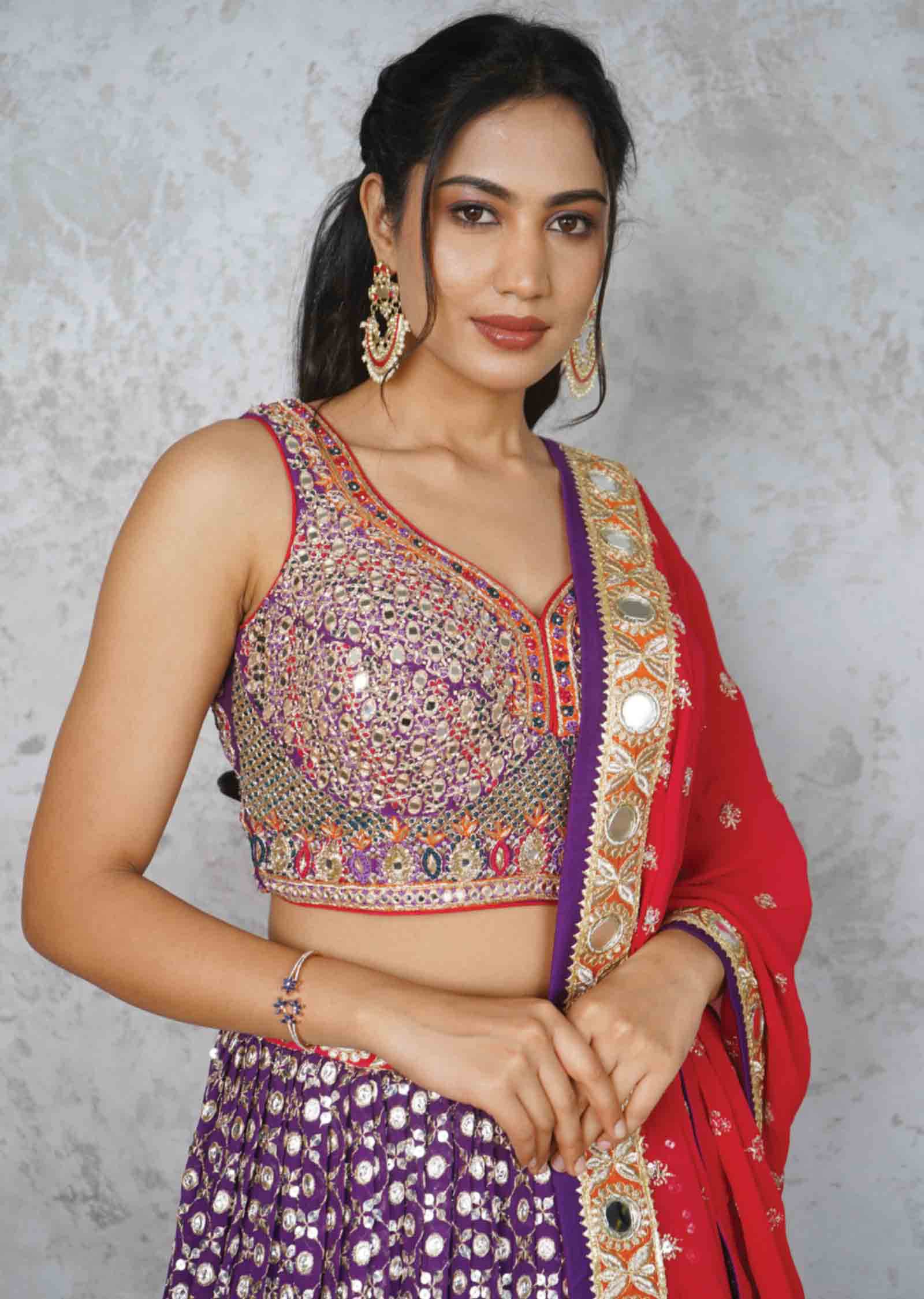 Purple Silk Lehengas