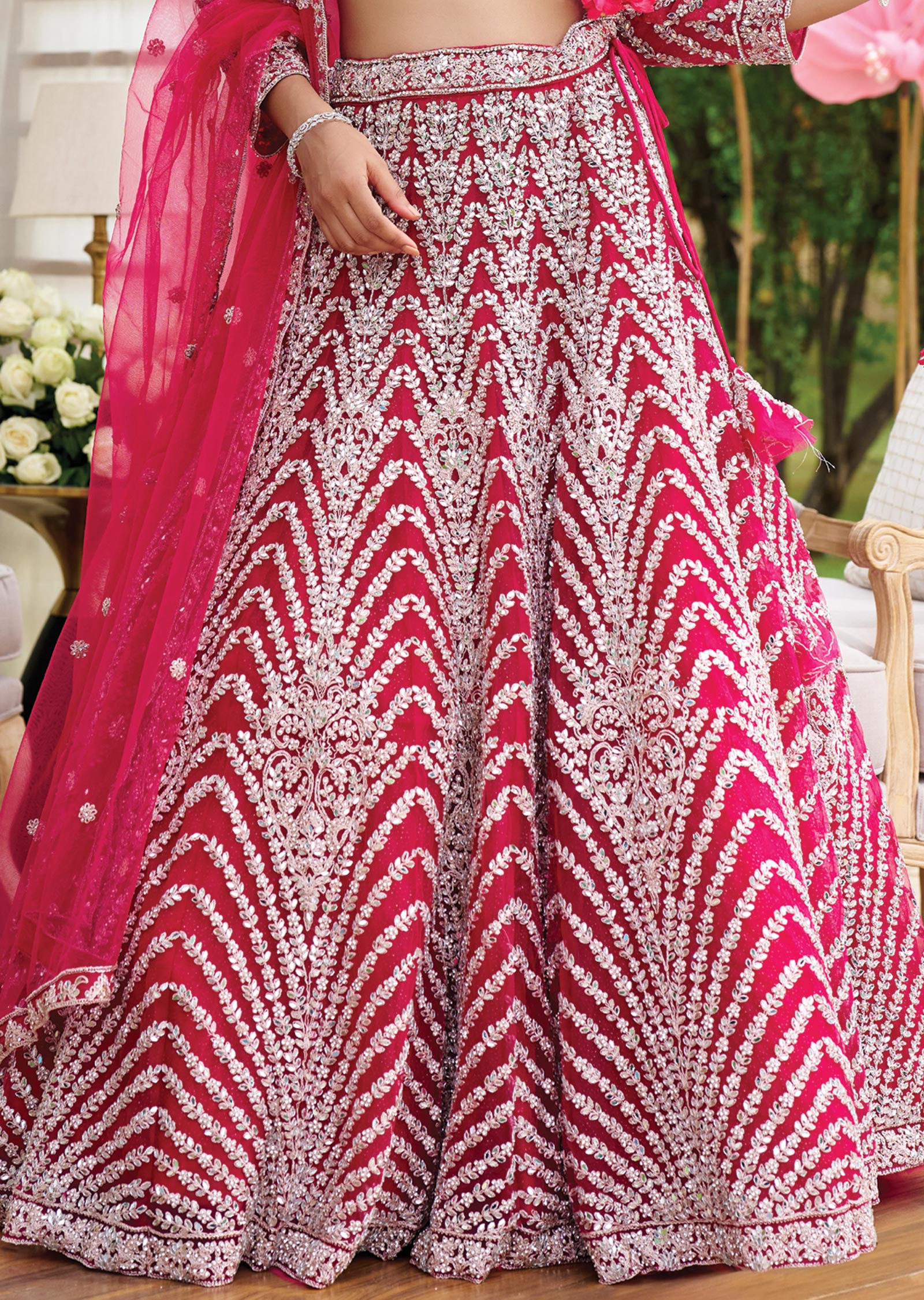 Rani Pink Net Lehenga Set