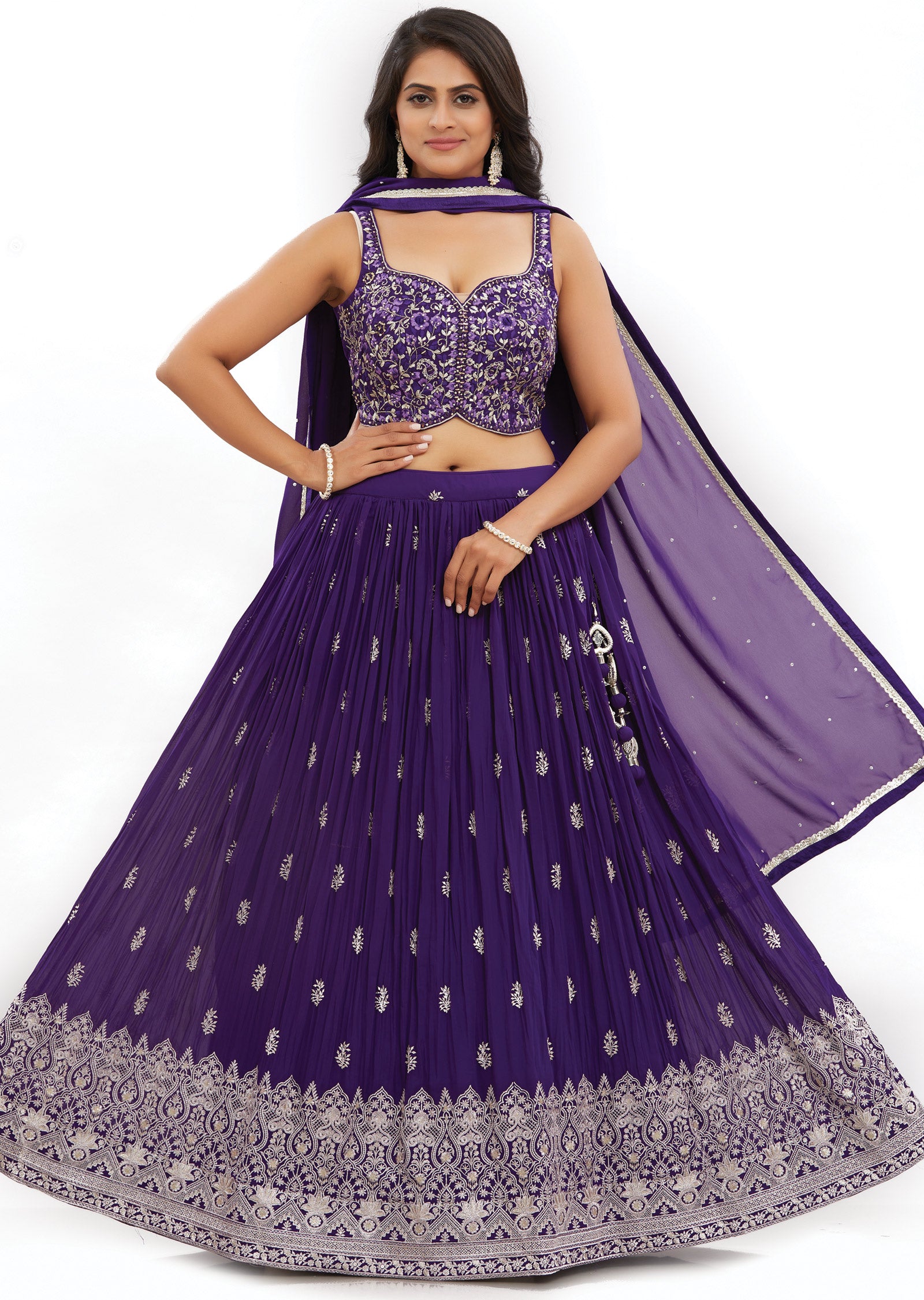 Purple Georgette Lehenga Set