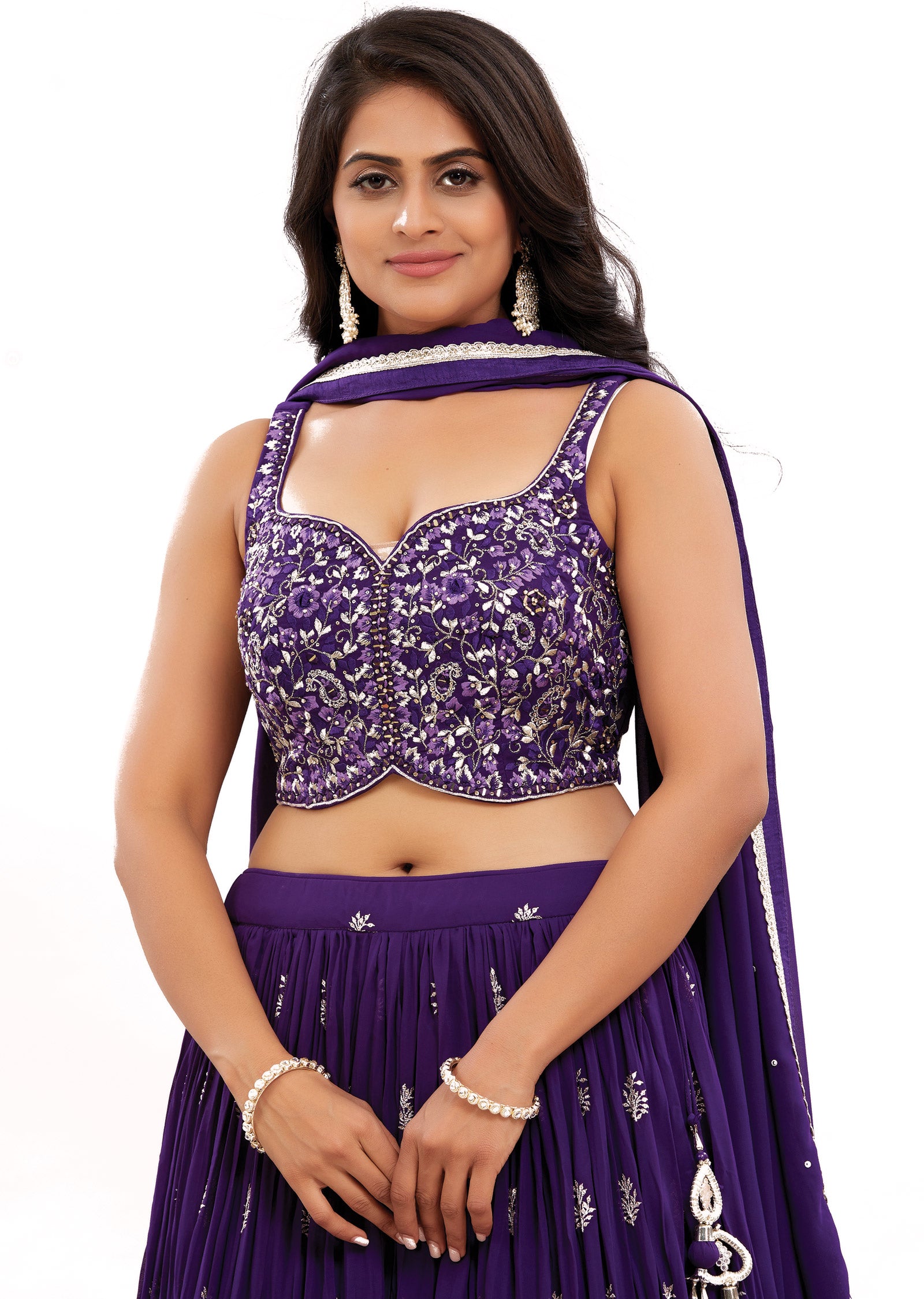 Purple Georgette Lehenga Set