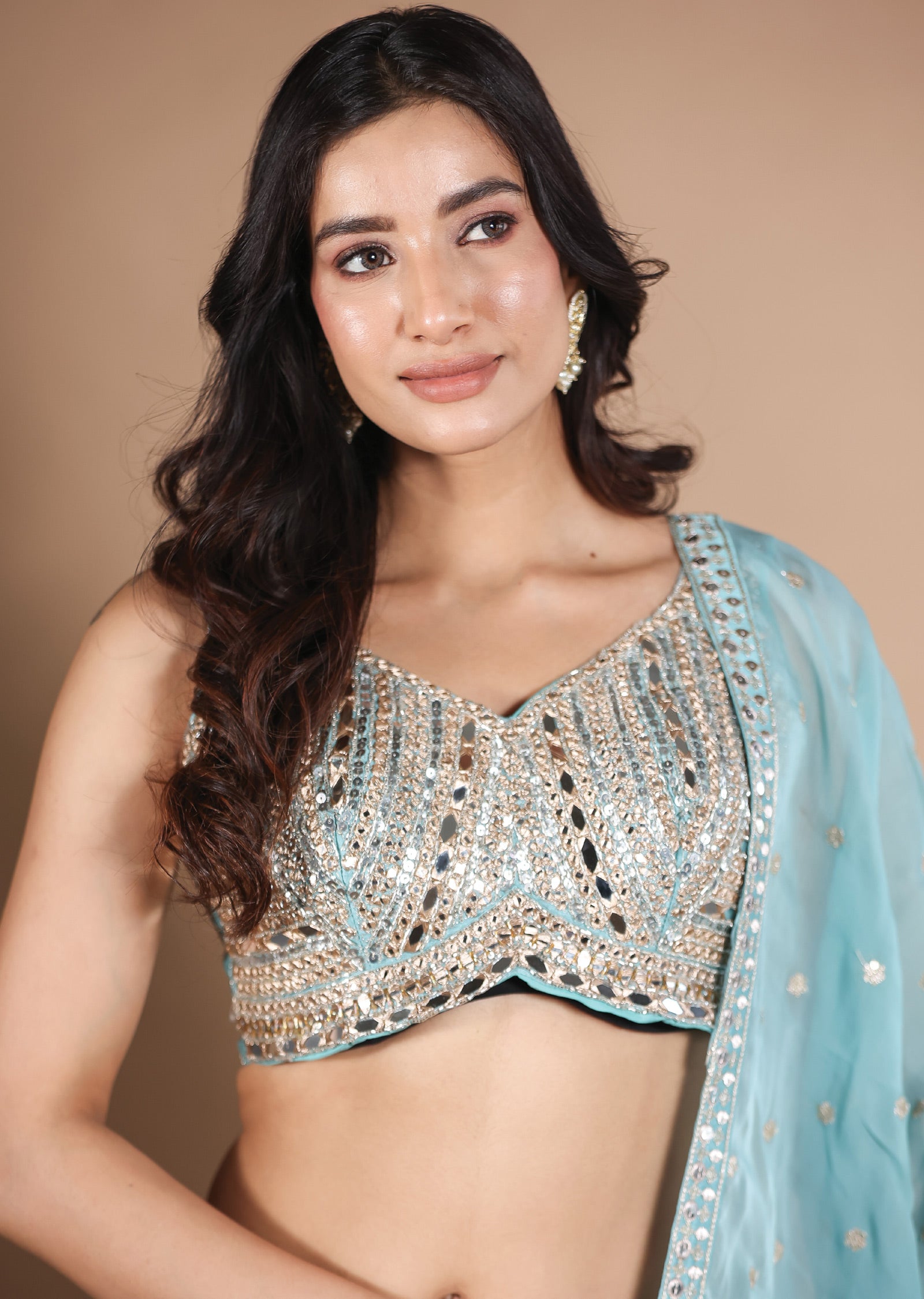 Sea Green Silk Lehengas