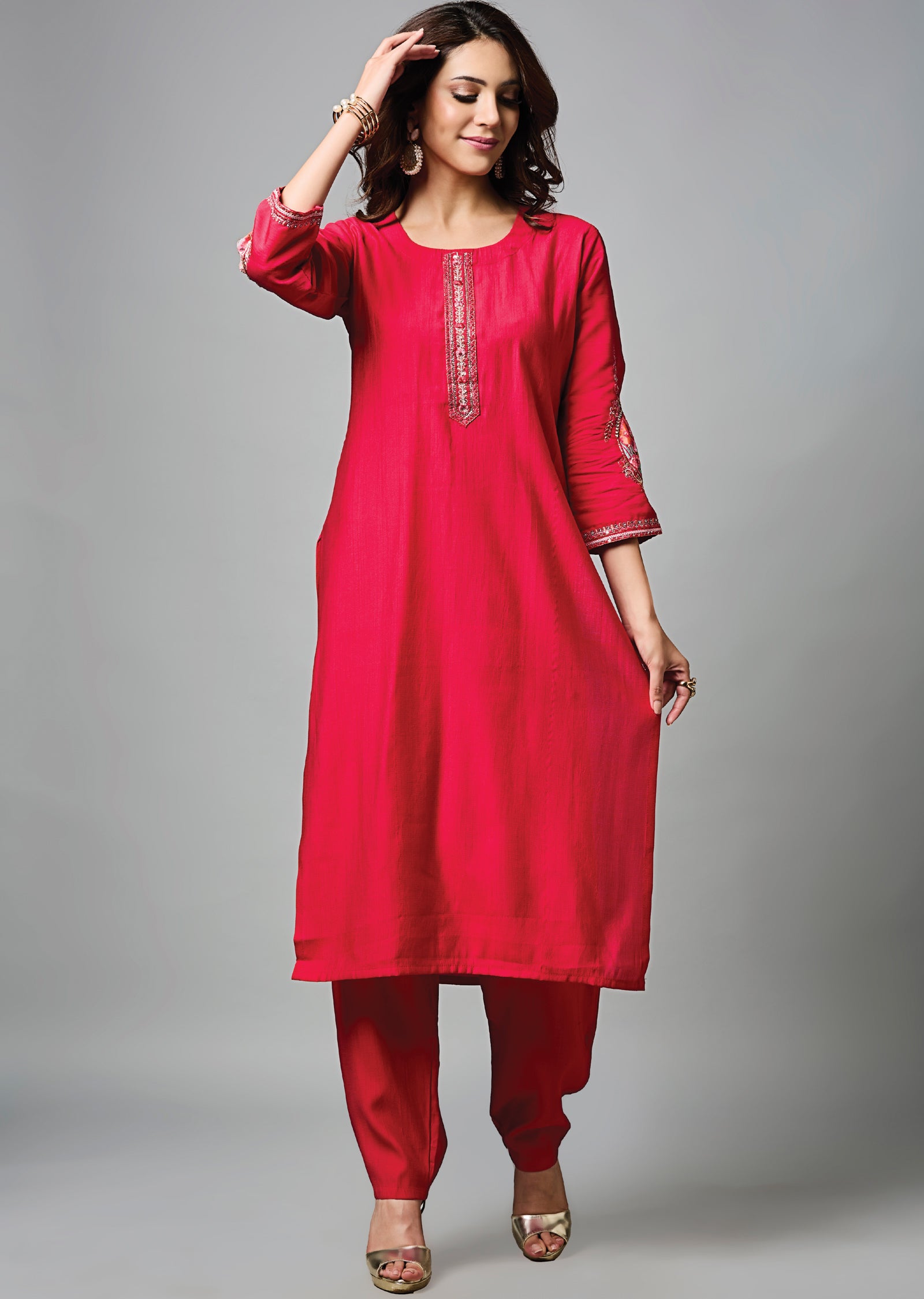 Rani Pink Soft Silk Straight Cut Suit