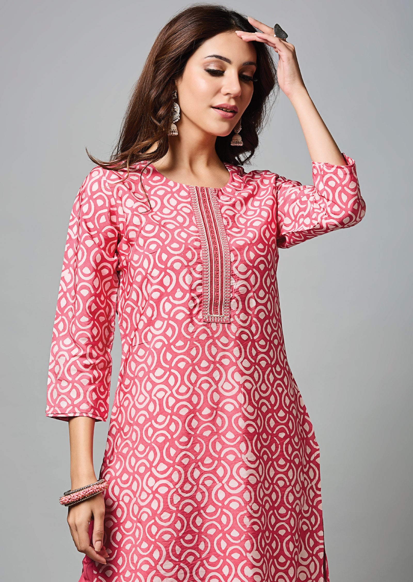 Pink Chanderi Straight Cut Suit