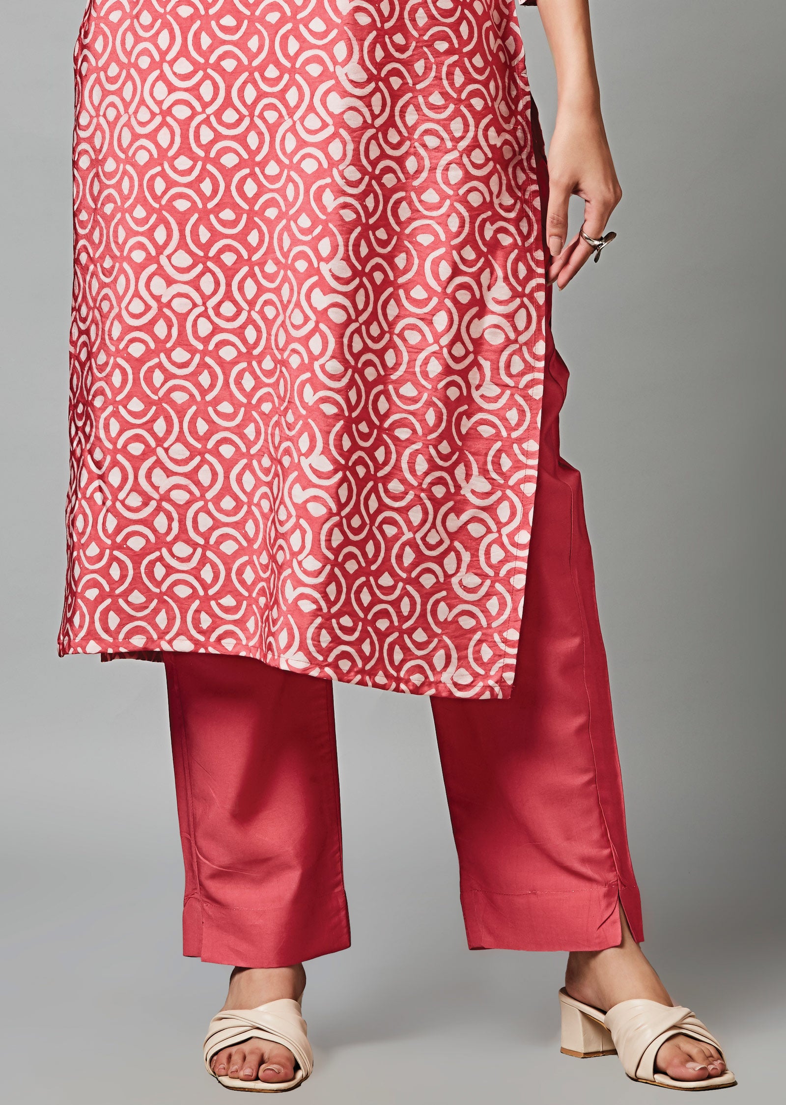 Pink Chanderi Straight Cut Suit