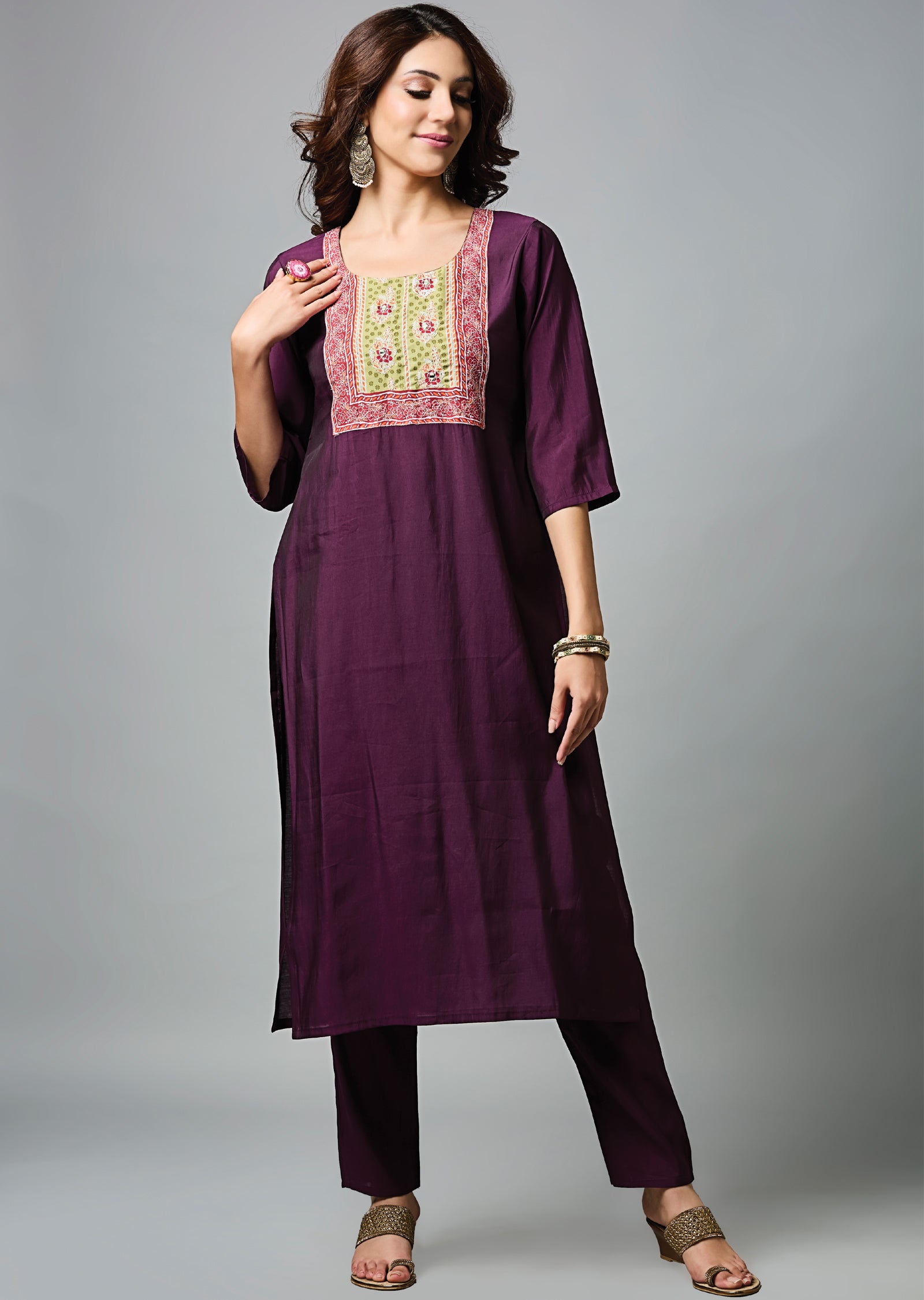 Wine Soft Silk Straight Cut Suit