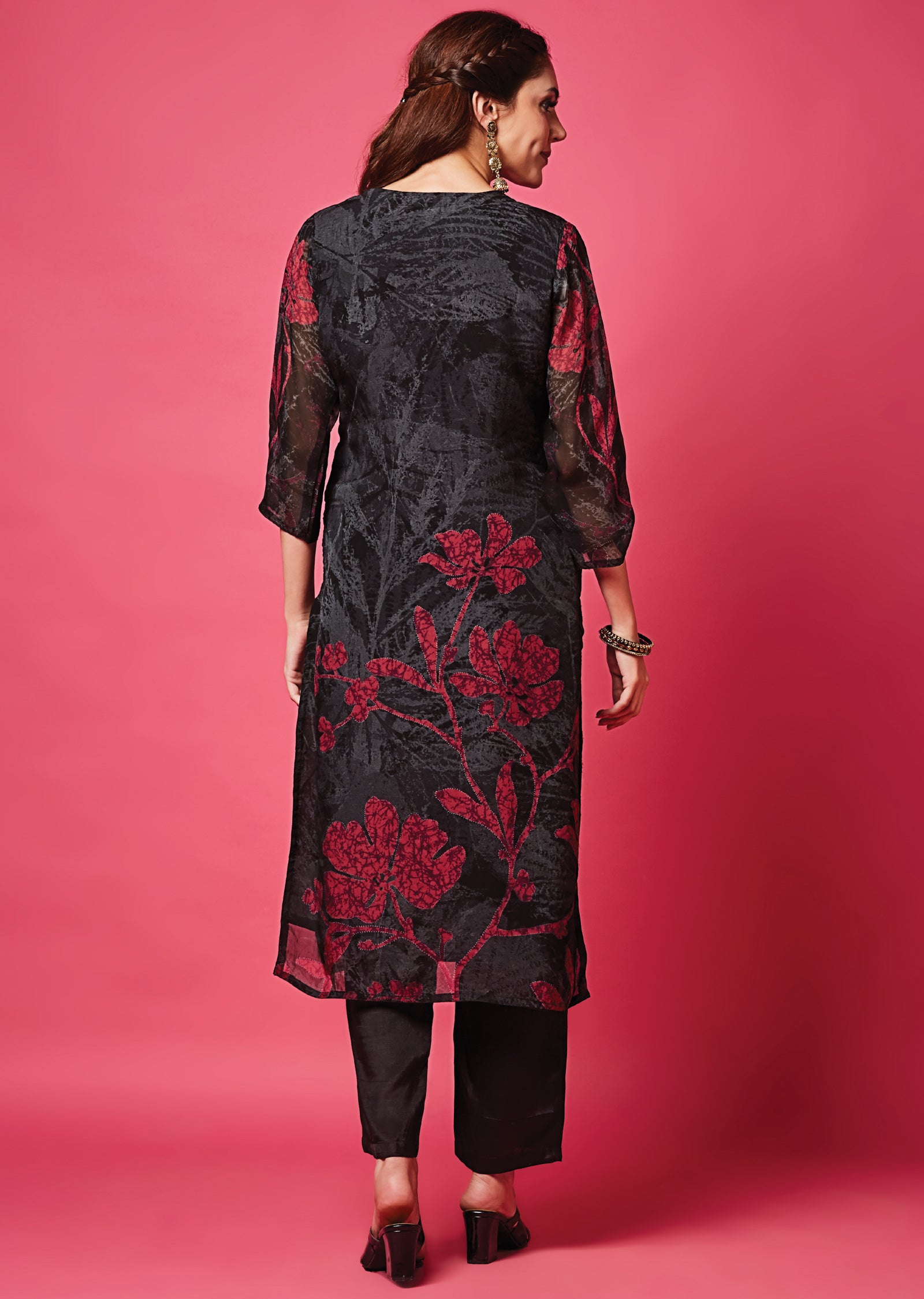 Black Organza Straight Cut Suit