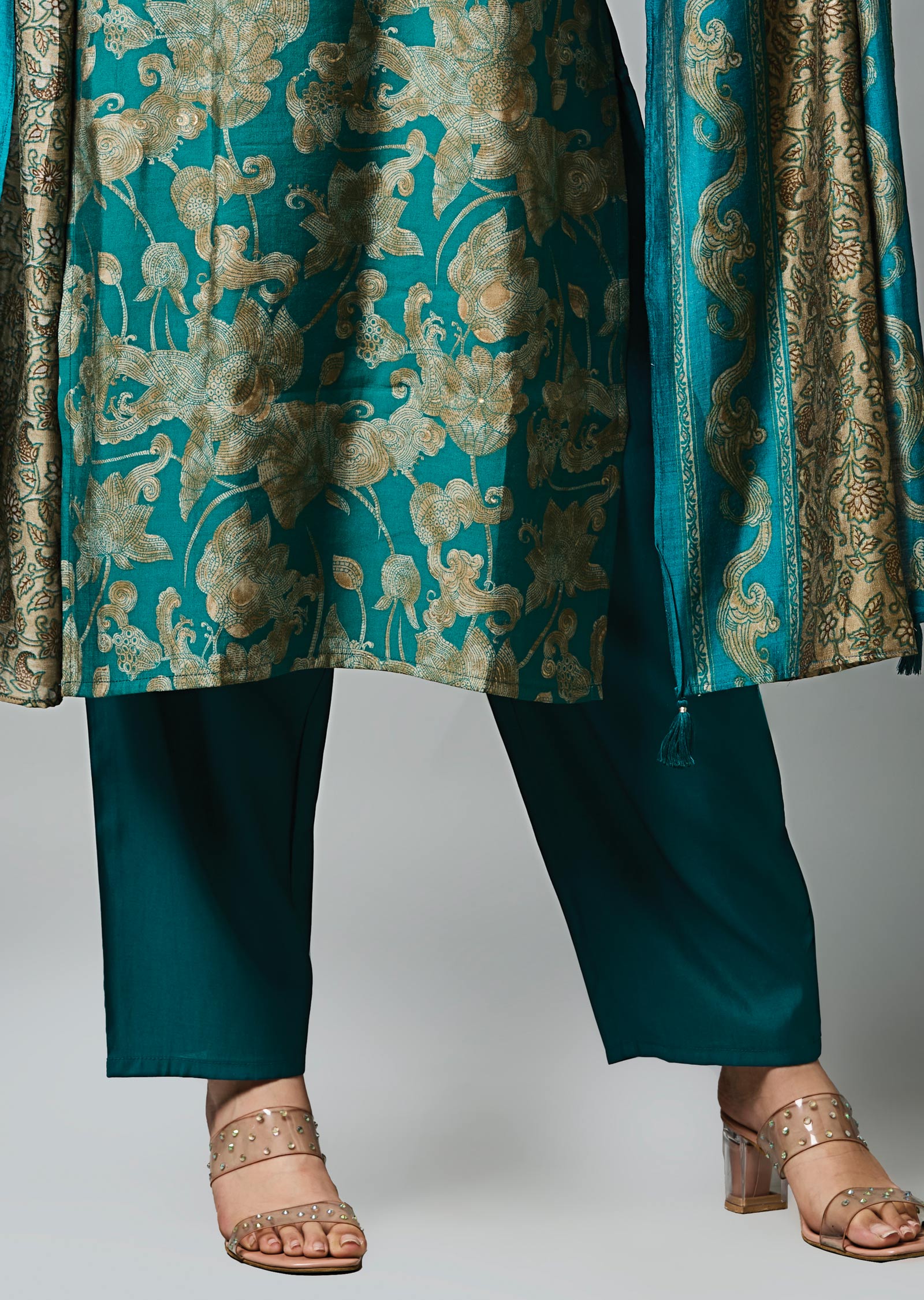 Rama Green Muslin Straight Cut Suit