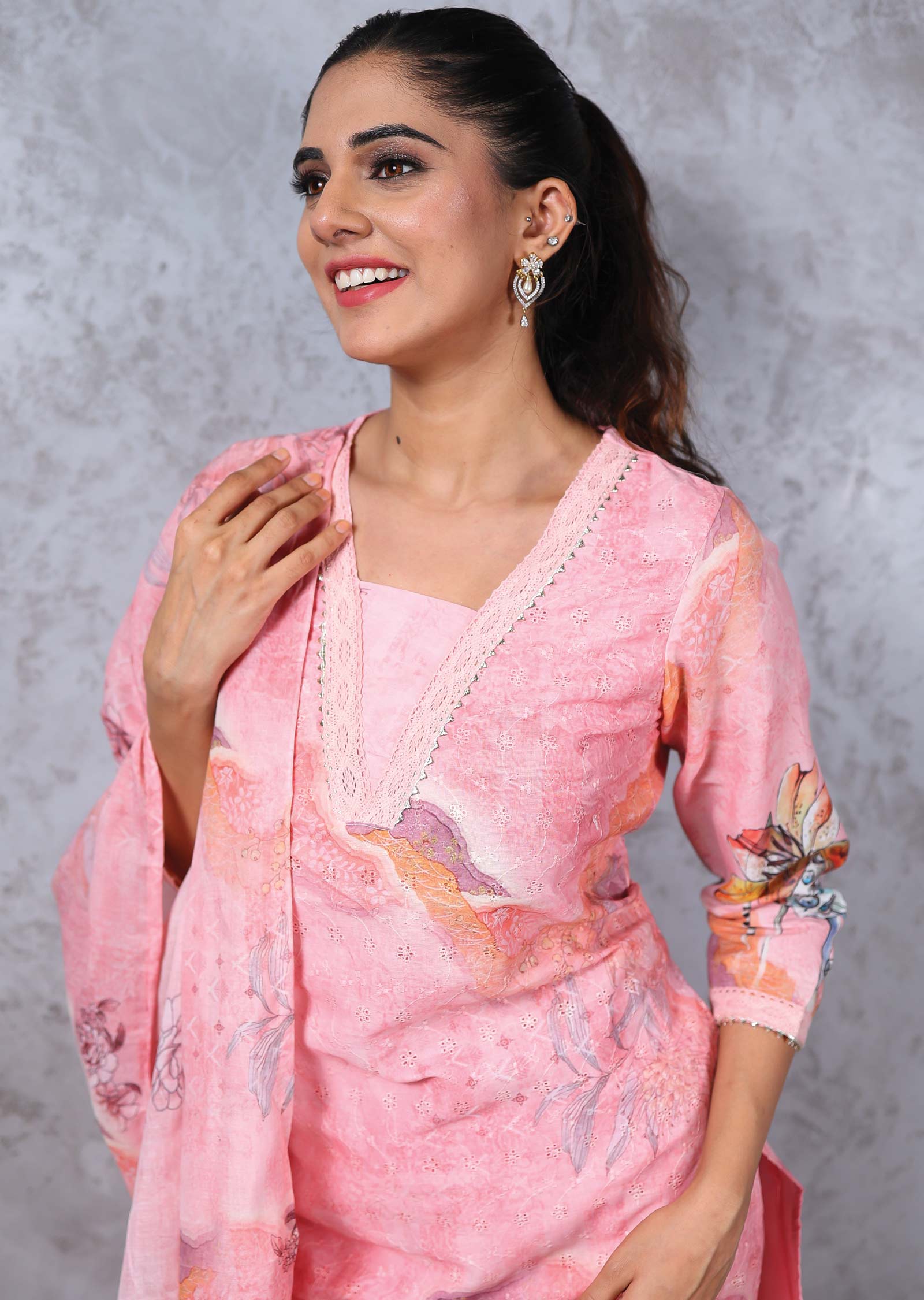 Pink Crush Cotton Printed Straight cut suits