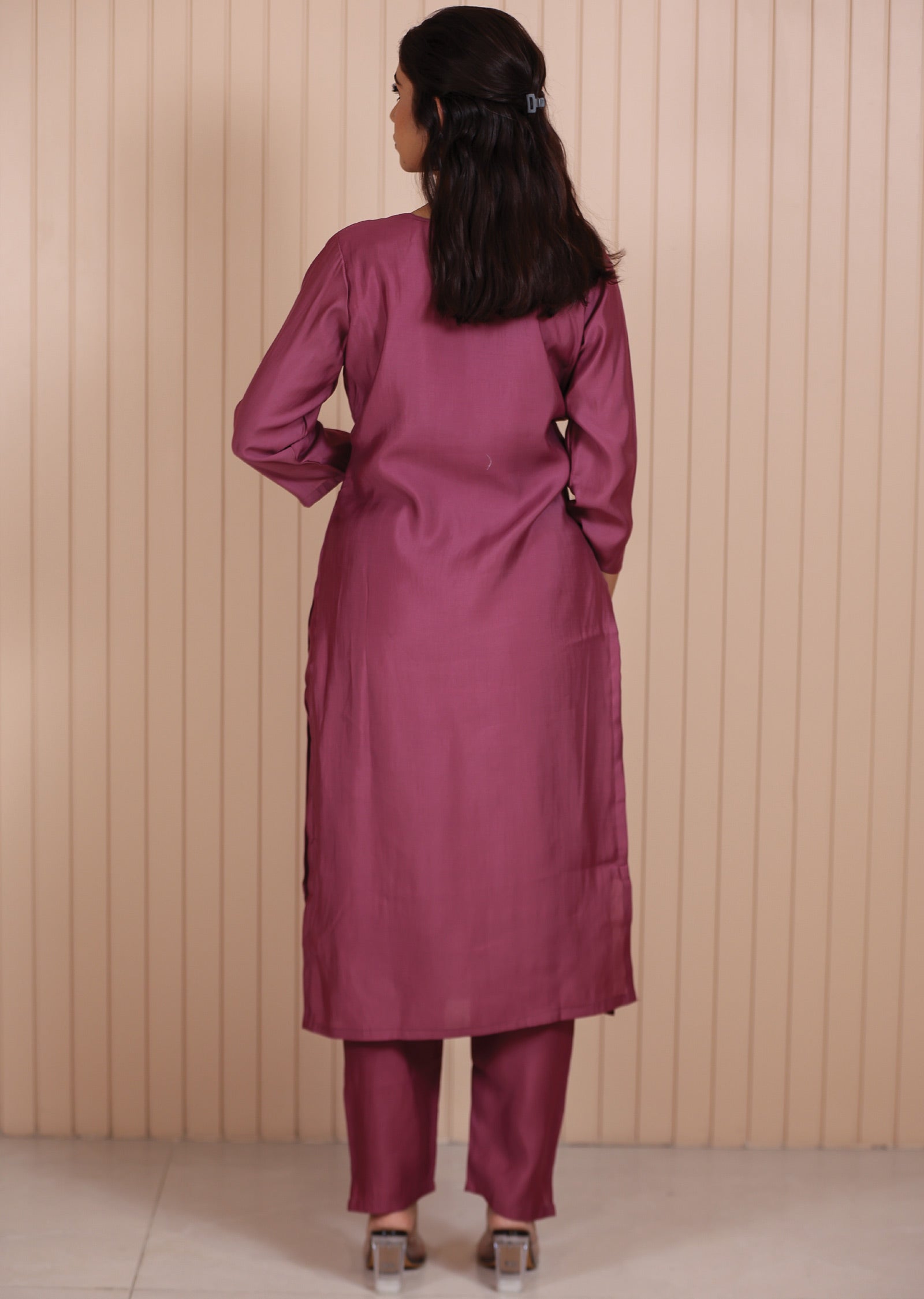 Dark Onion Pink Chanderi Resham & Cut Dana Work Straight cut suits