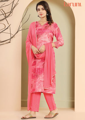 Pink Modal Straight cut suits