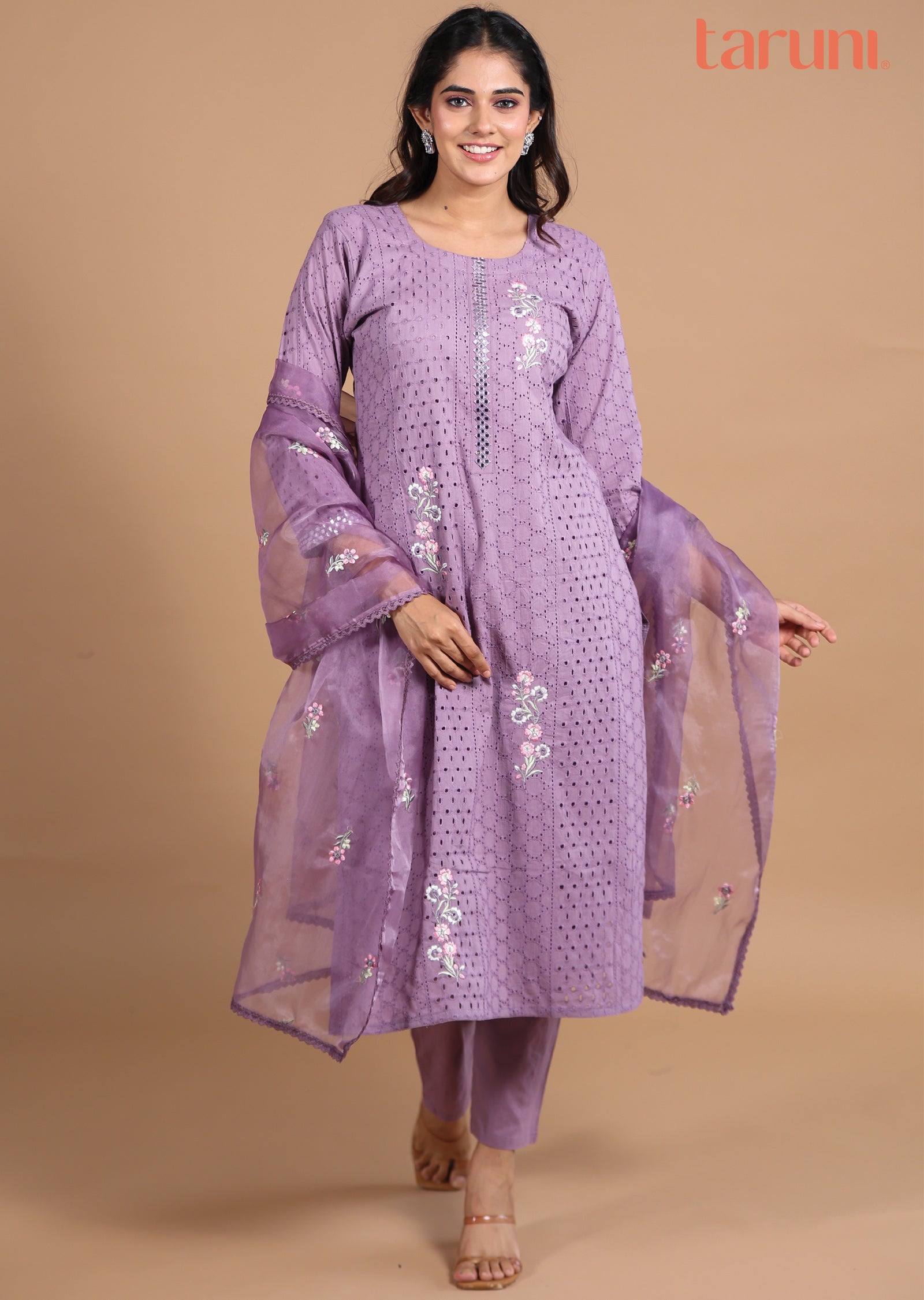 Lavender Scheffli Cotton Straight cut suits