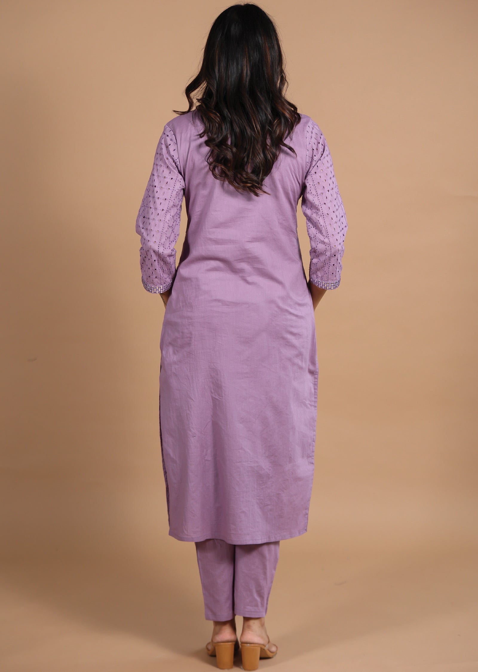 Lavender Scheffli Cotton Straight cut suits