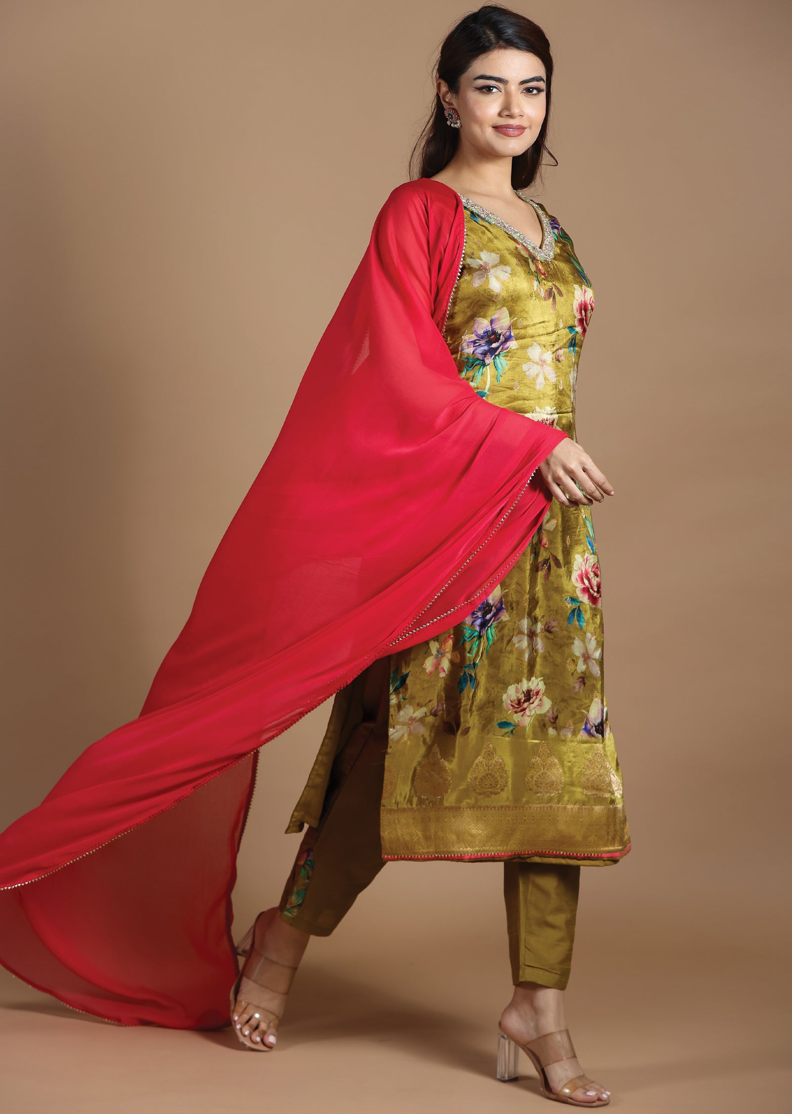 Mehndi Green Modal Straight cut suits