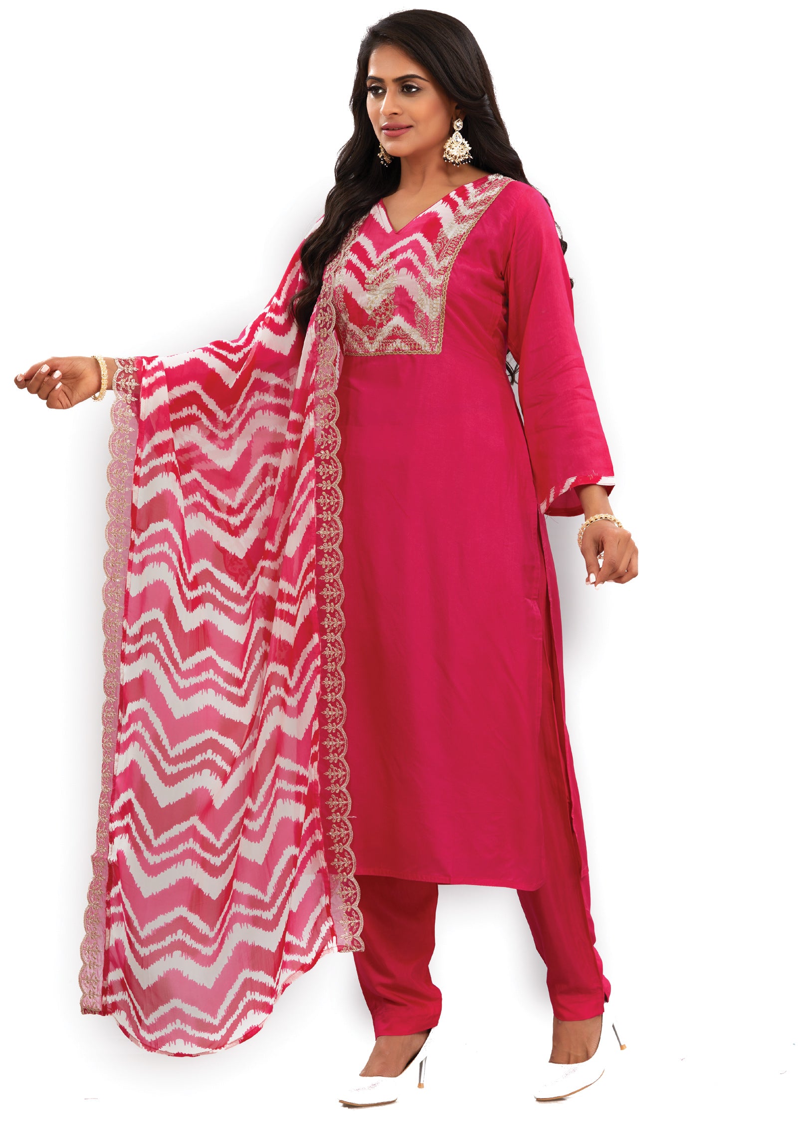 Rani Pink Muslin Straight Cut Suits