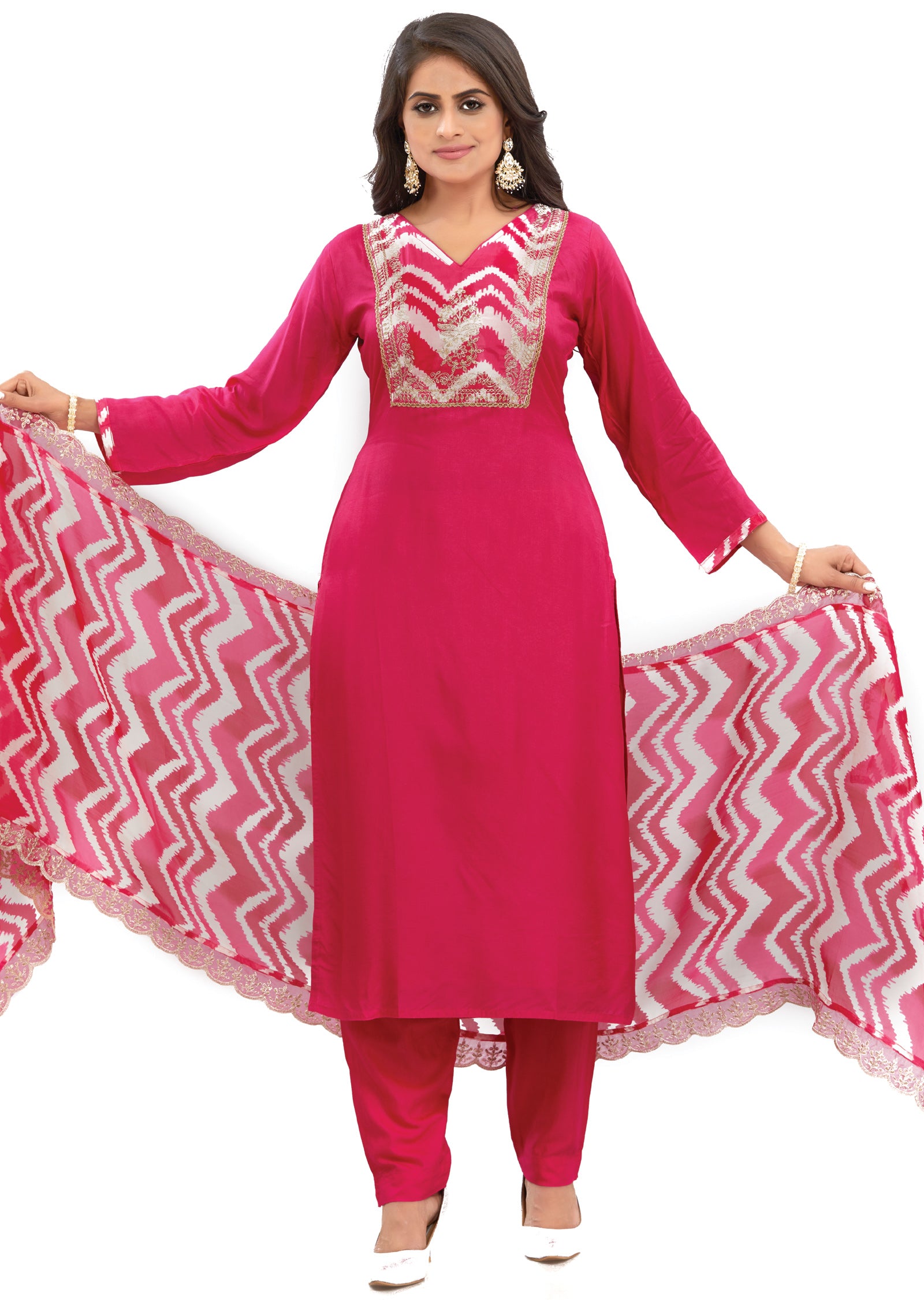 Rani Pink Muslin Straight Cut Suits