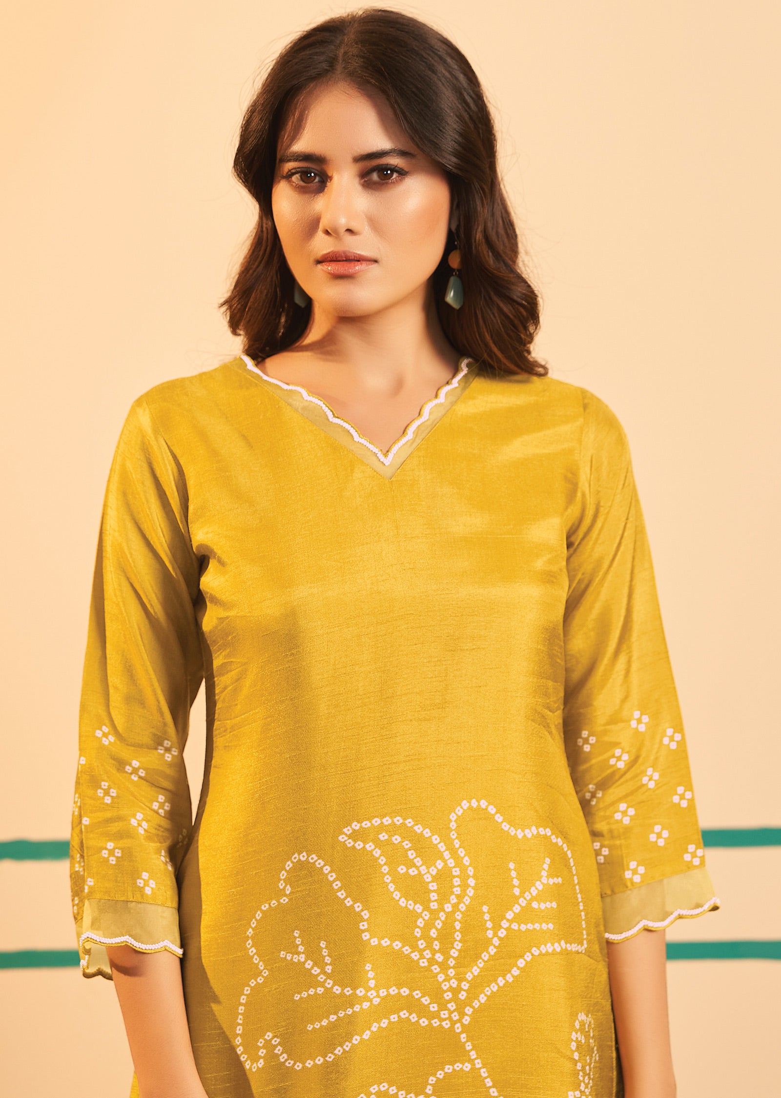 Mustard Silk Straight cut suits