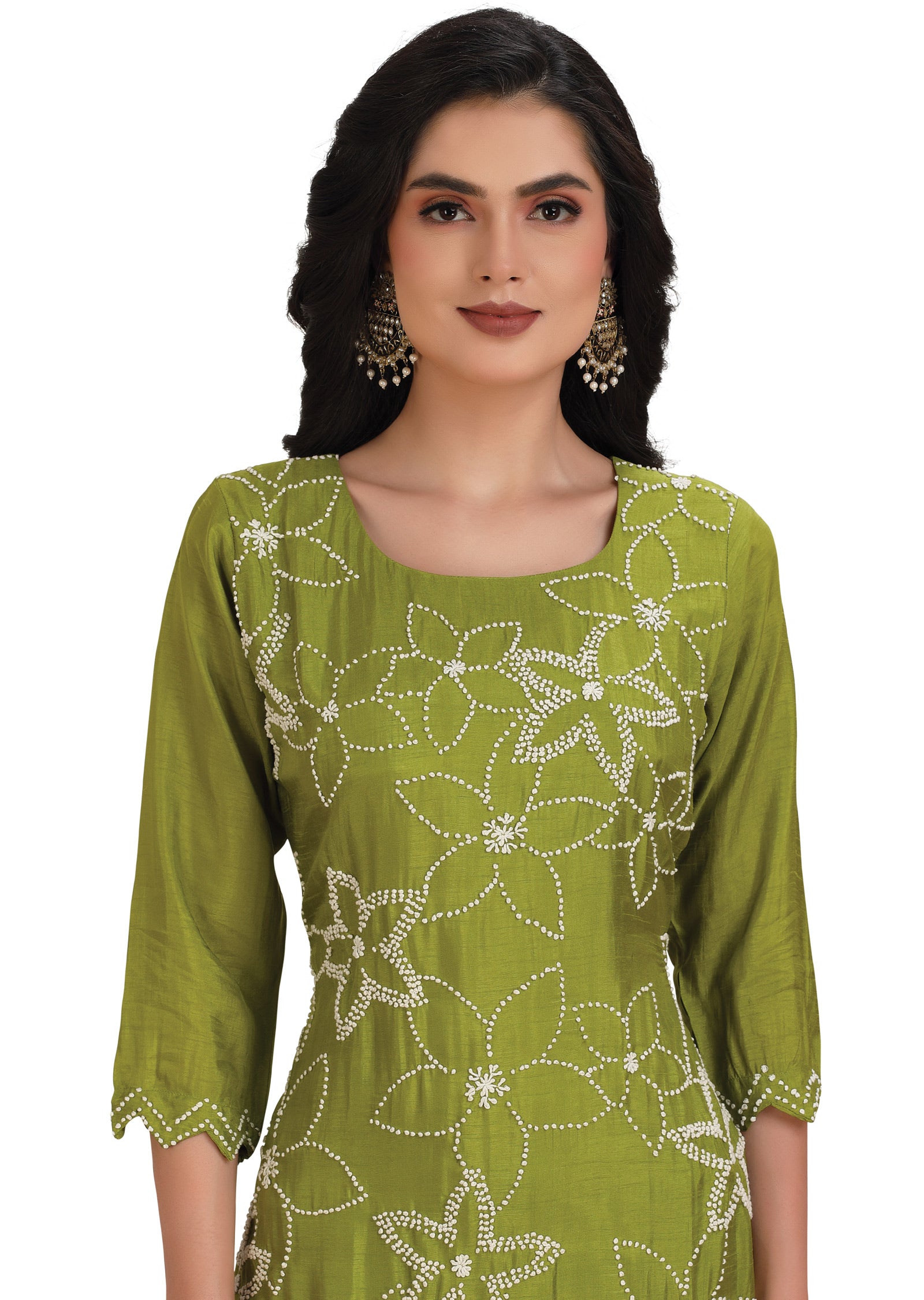 Mehendi Green Dola Silk Straight Cut Suit