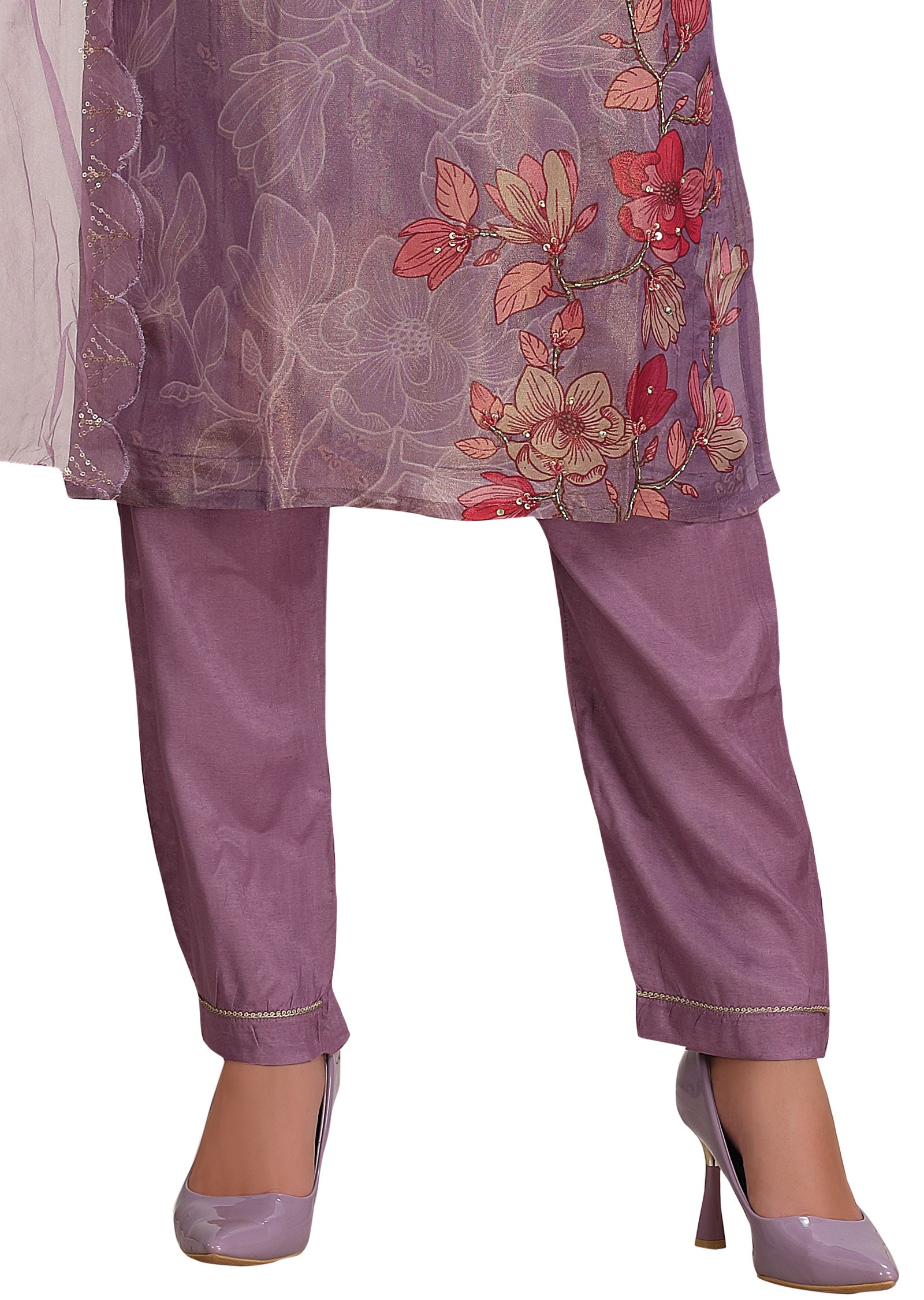 Lavender Tissue Silk Straight Cut Suit