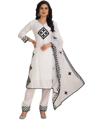 White Soft Silk Straight Cut Suit