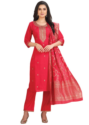 Rani Pink Soft Silk Straight Cut Suit