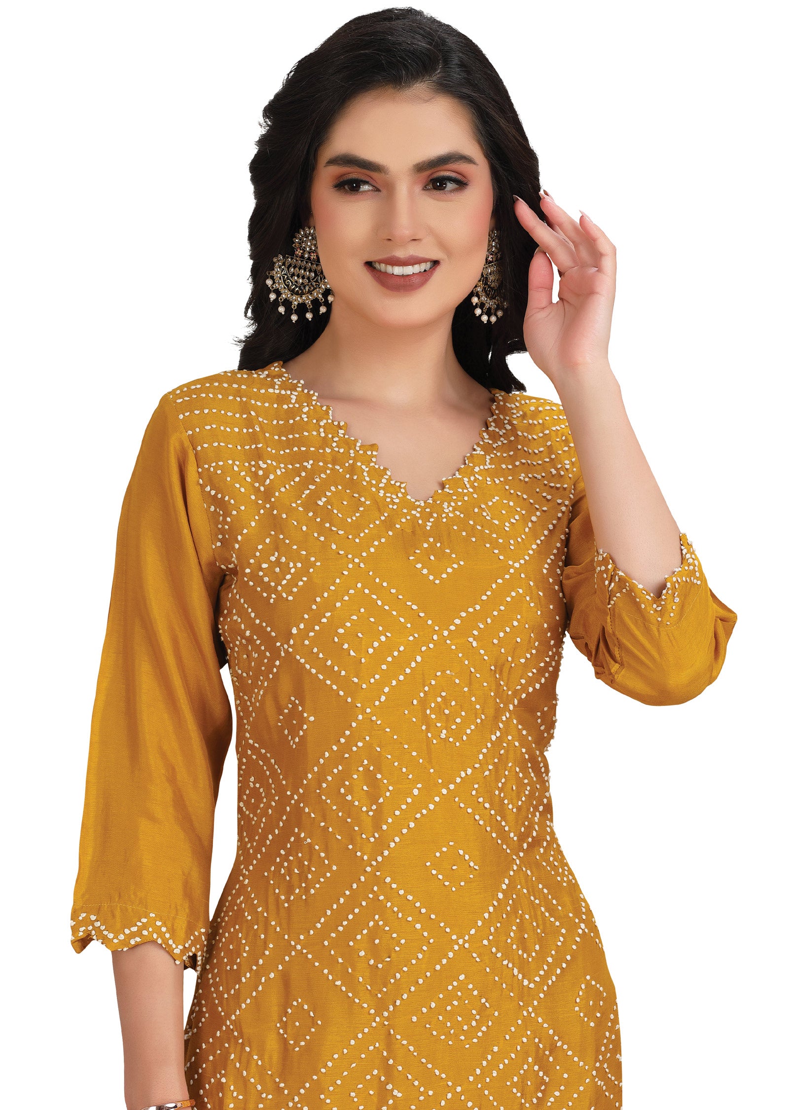 Mustard Dola Silk Straight Cut Suit