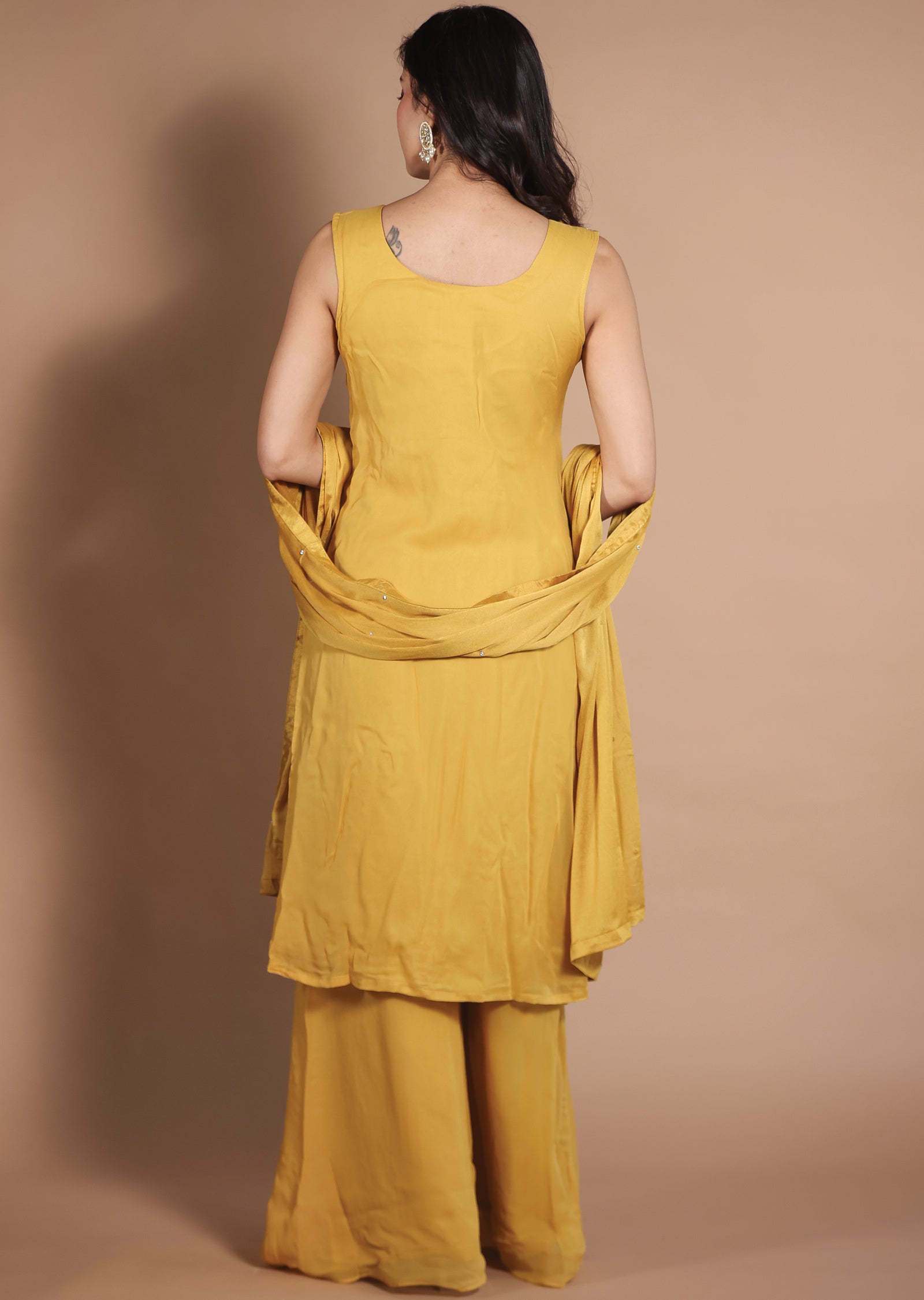 Mustard Georgette Straight Cut Suits