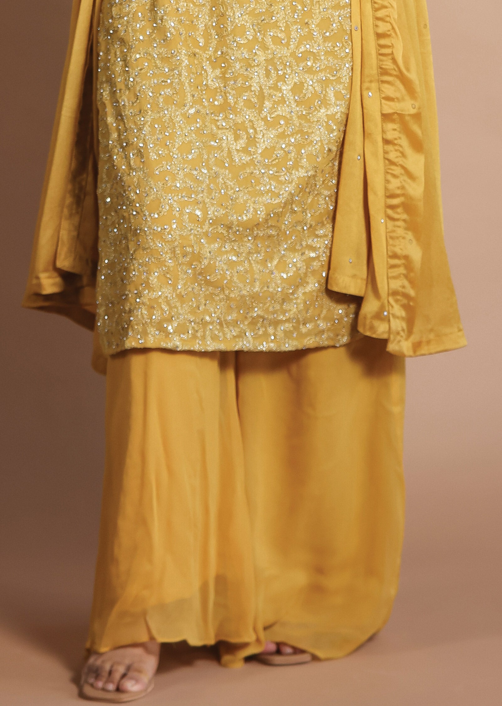 Mustard Georgette Straight Cut Suits