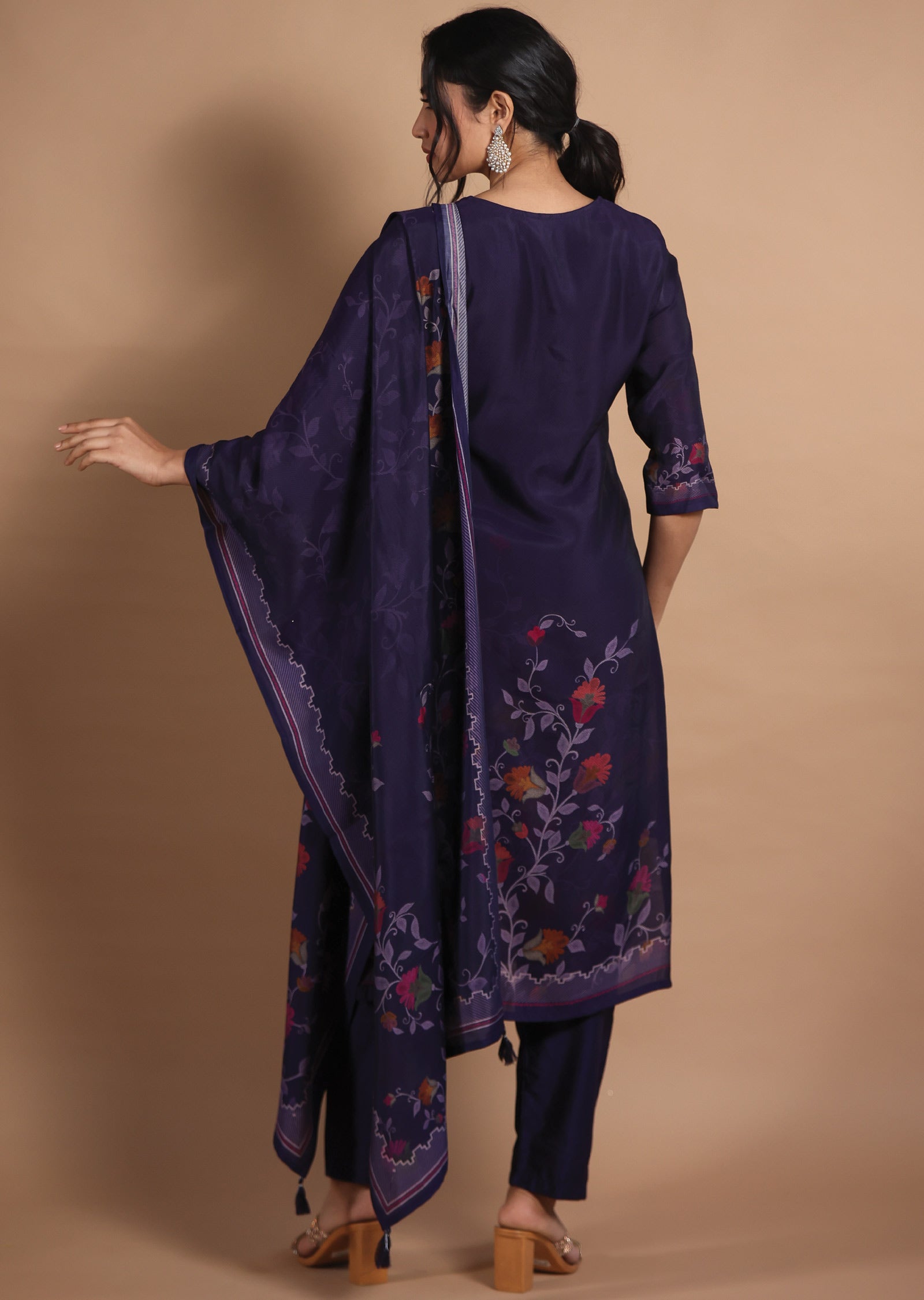 Dark Purple Muslin Straight Cut Suit