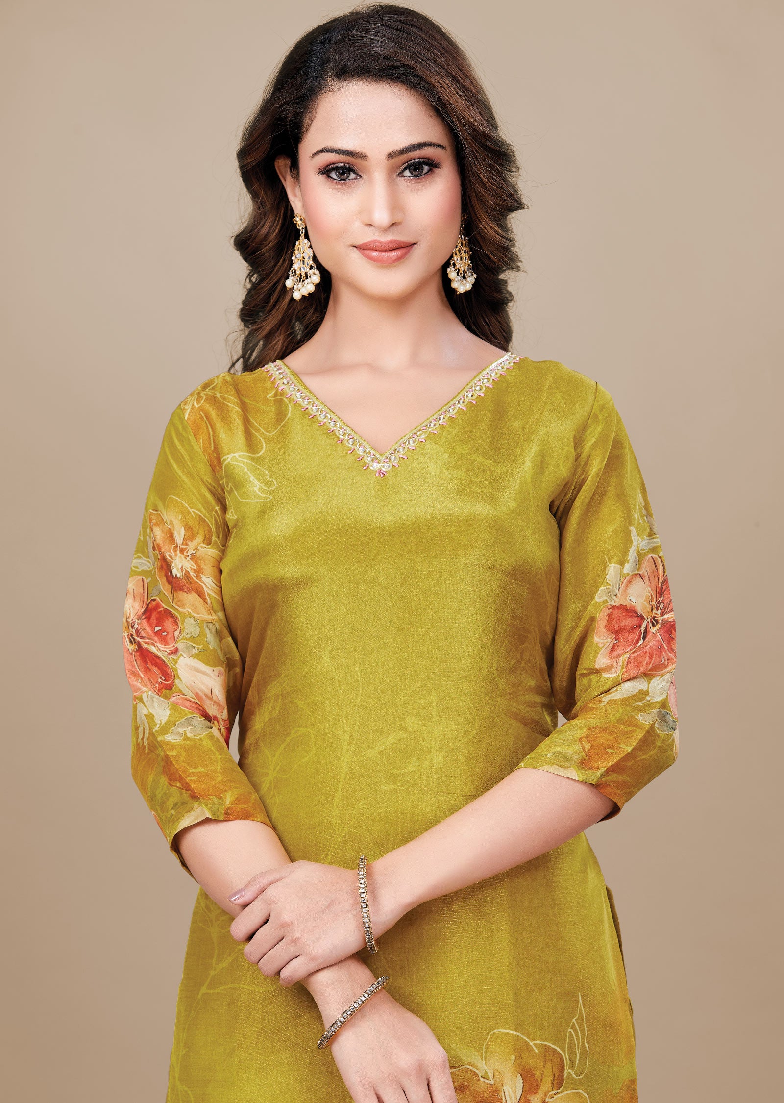 Dark Mustard Tissue Silk Straight Cut Suit