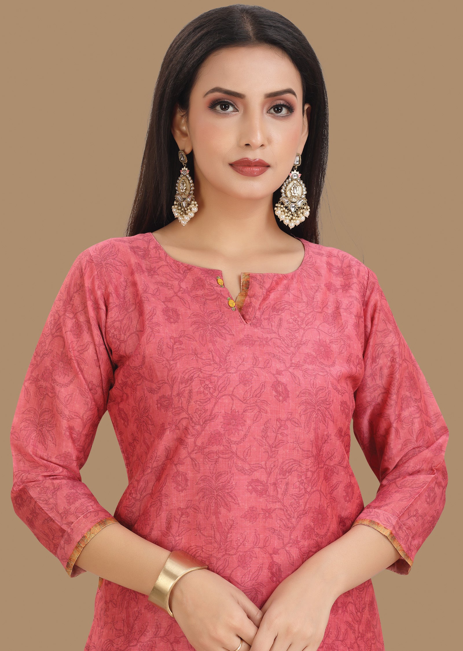 Pink Soft Chanderi Silk Straight Cut Suit