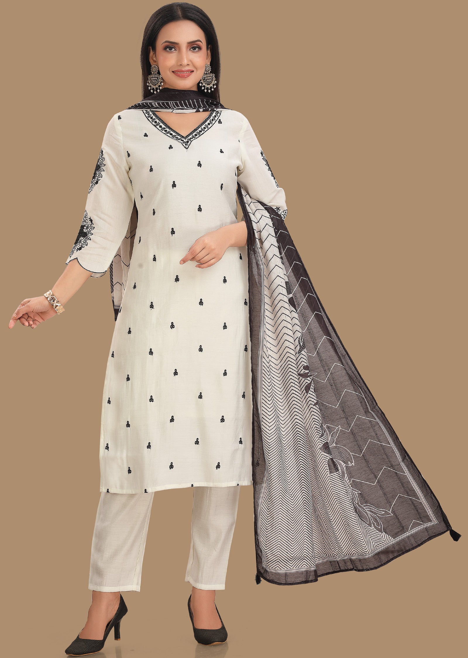 Cream Russian Silk Straight Cut Suit