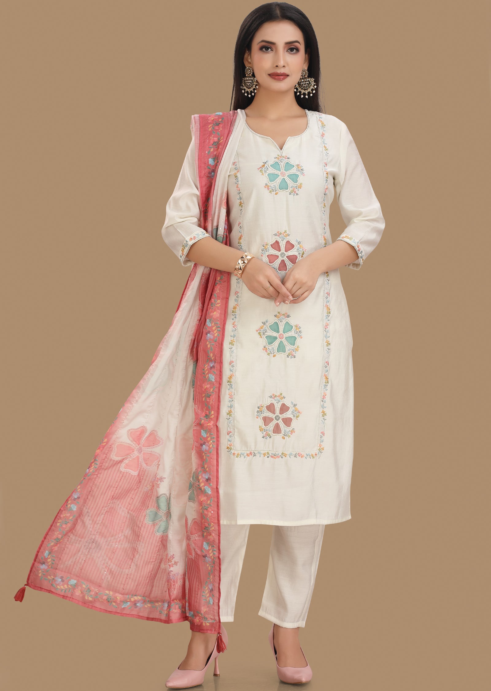 Cream Russian Silk Straight Cut Suit