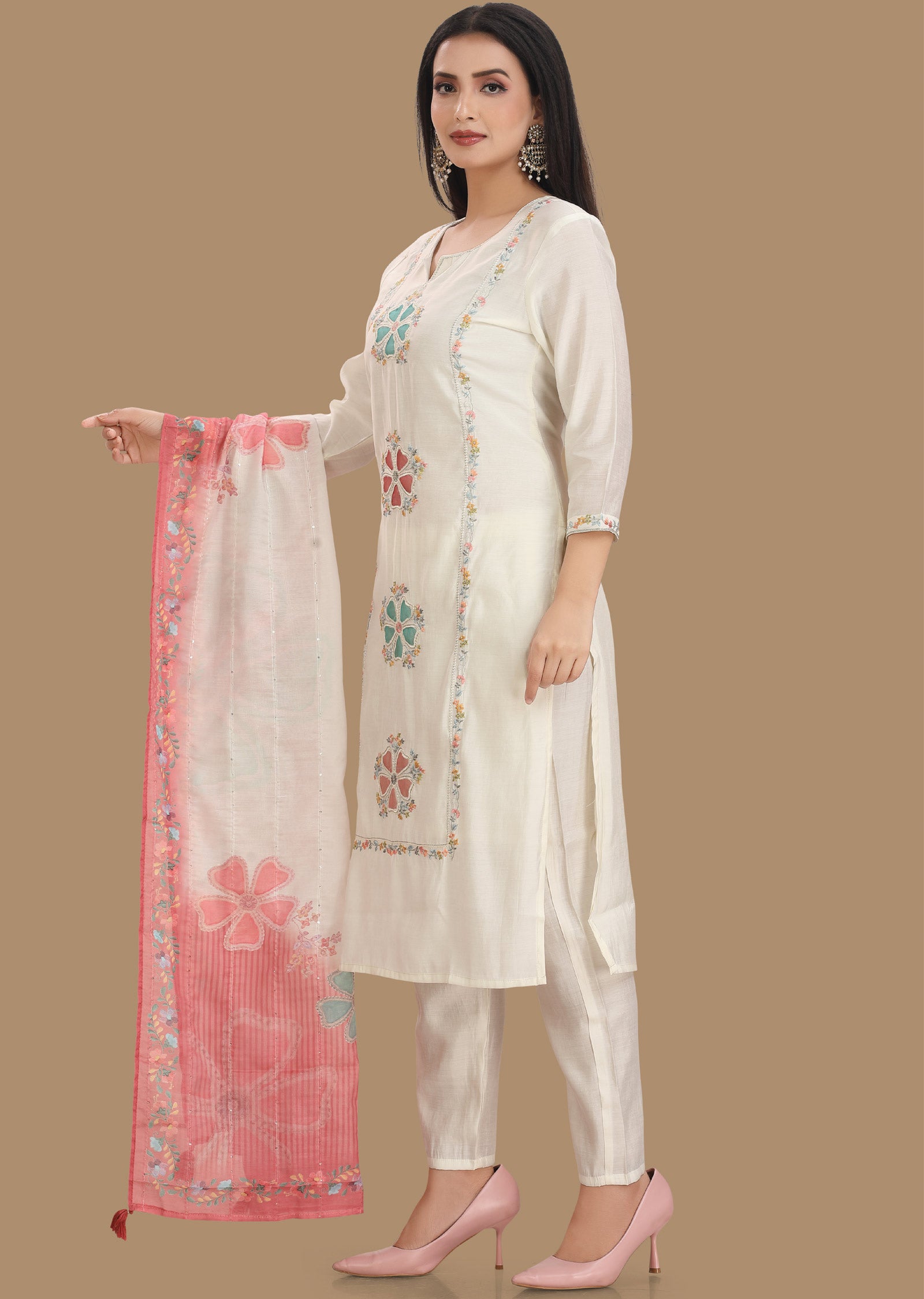 Cream Russian Silk Straight Cut Suit