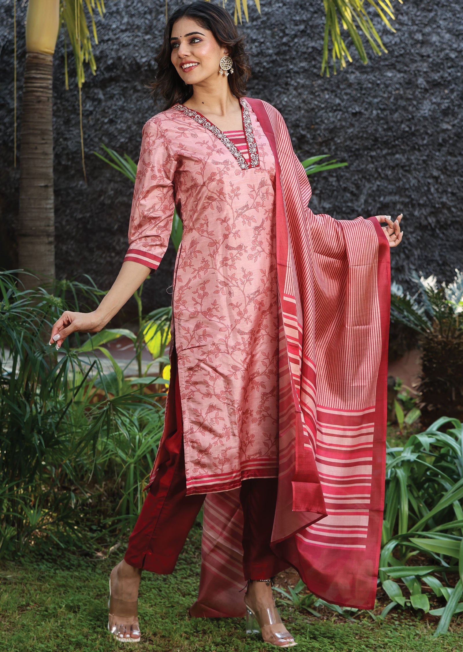 Light Rust Tussar Silk Straight Cut Suit