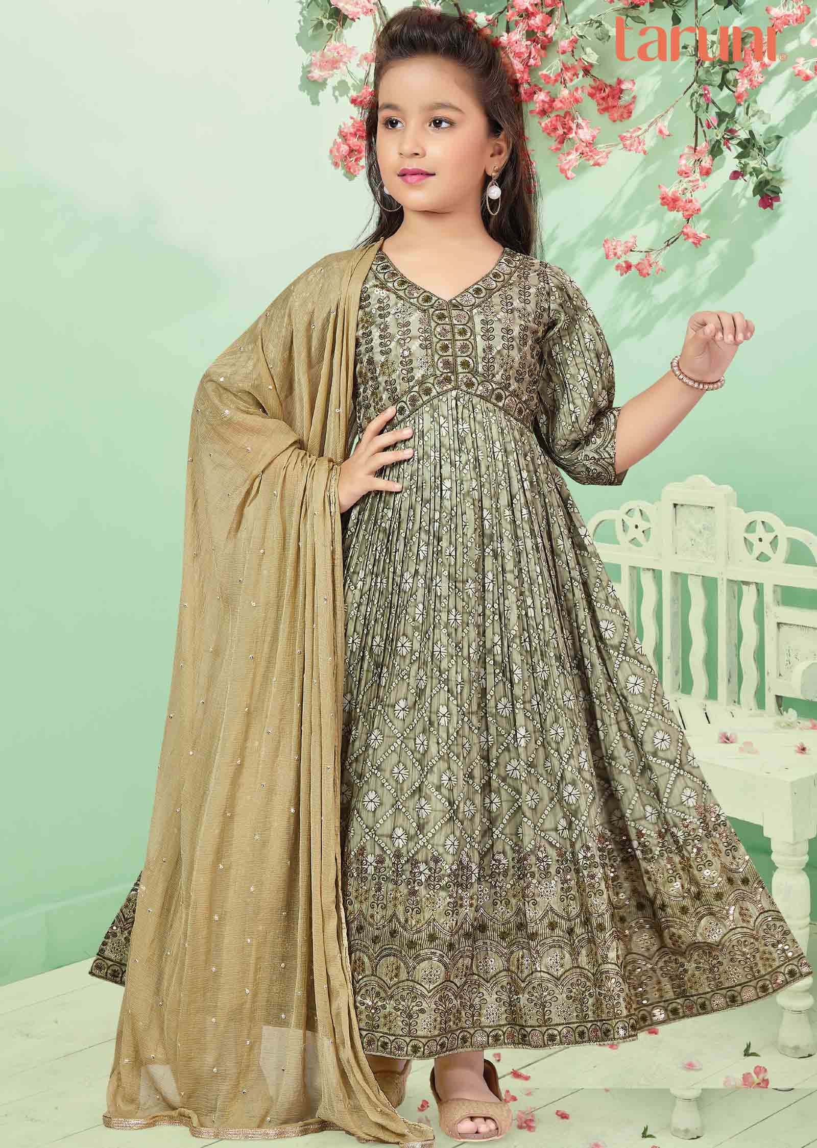 Mehendi Green Modal Sequins Anarkali